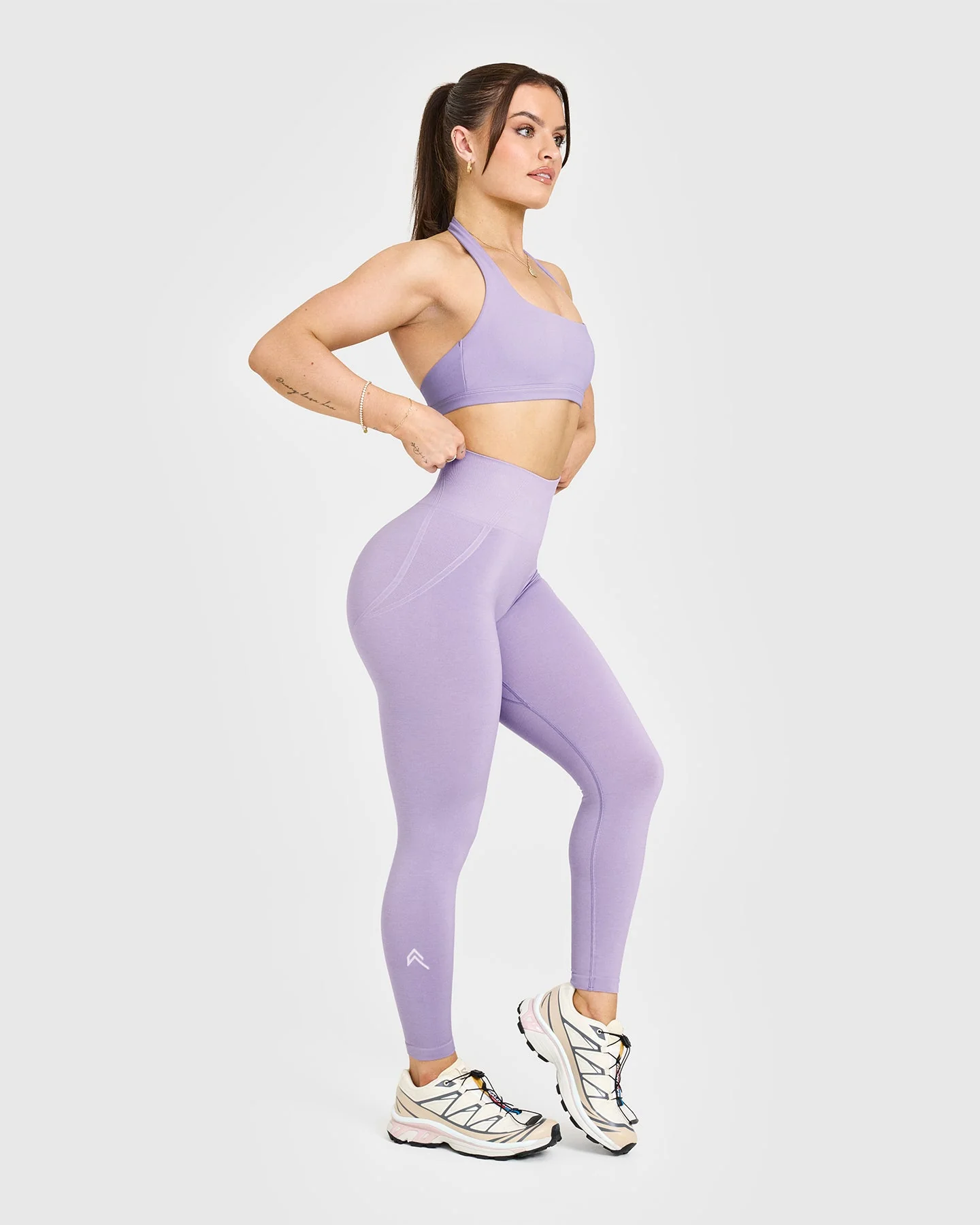 EffortlessLift™ Seamless Leggings with White Logo | Wisteria Purple - Image 3