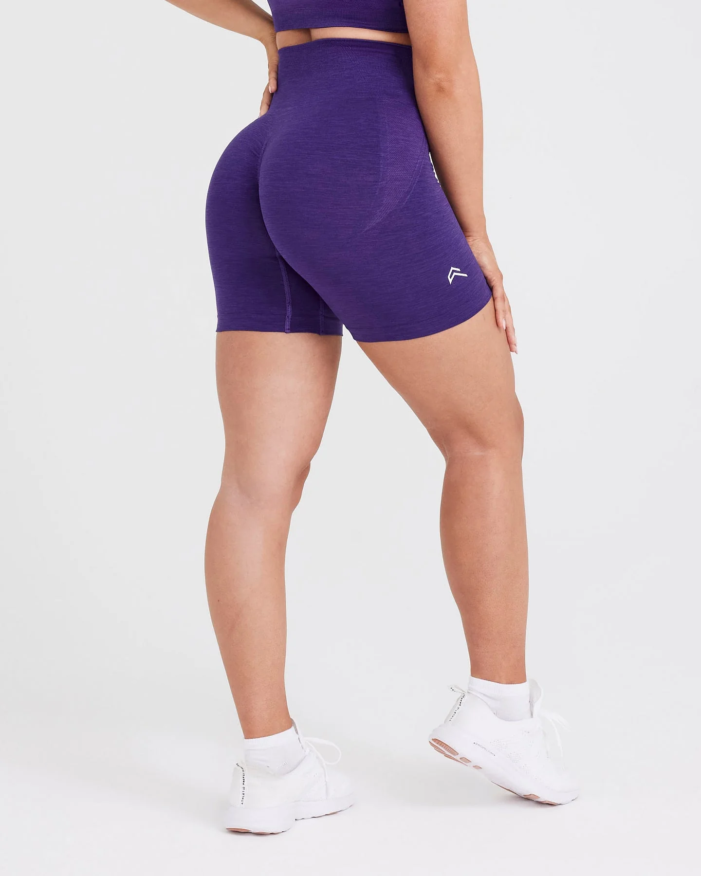 EffortlessLift™ Seamless Shorts with White Logo | Amethyst - Image 2