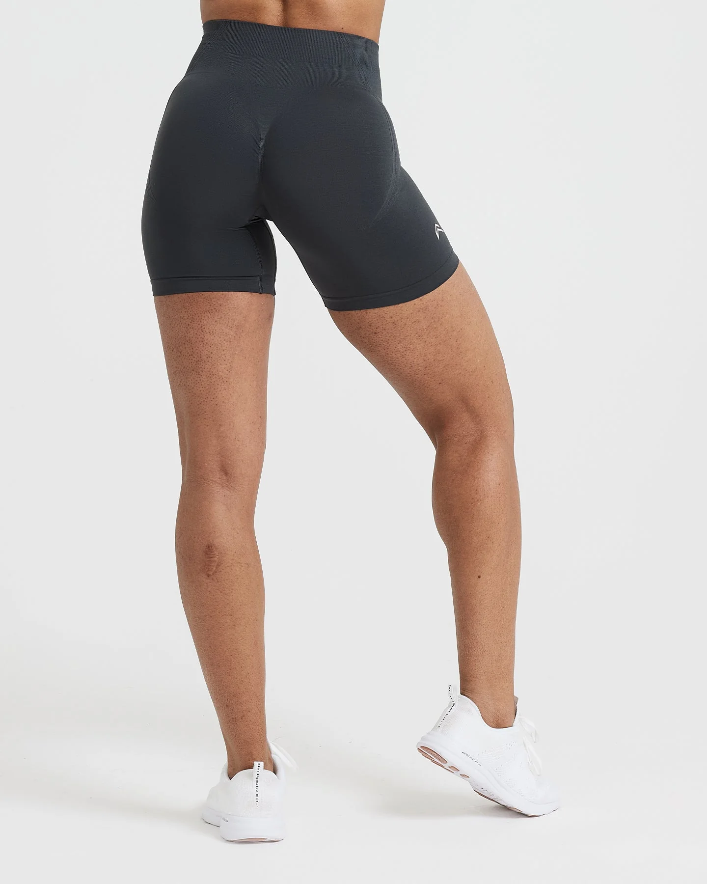EffortlessLift™ Seamless Shorts with White Logo | Coal - Image 2