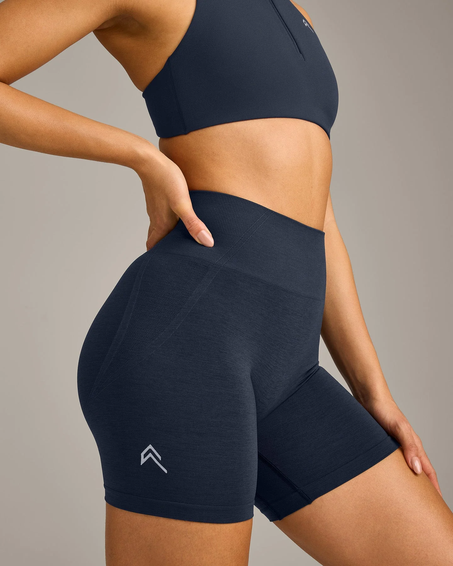 EffortlessLift™ Seamless Shorts with Grey Logo | True Blue - Image 5