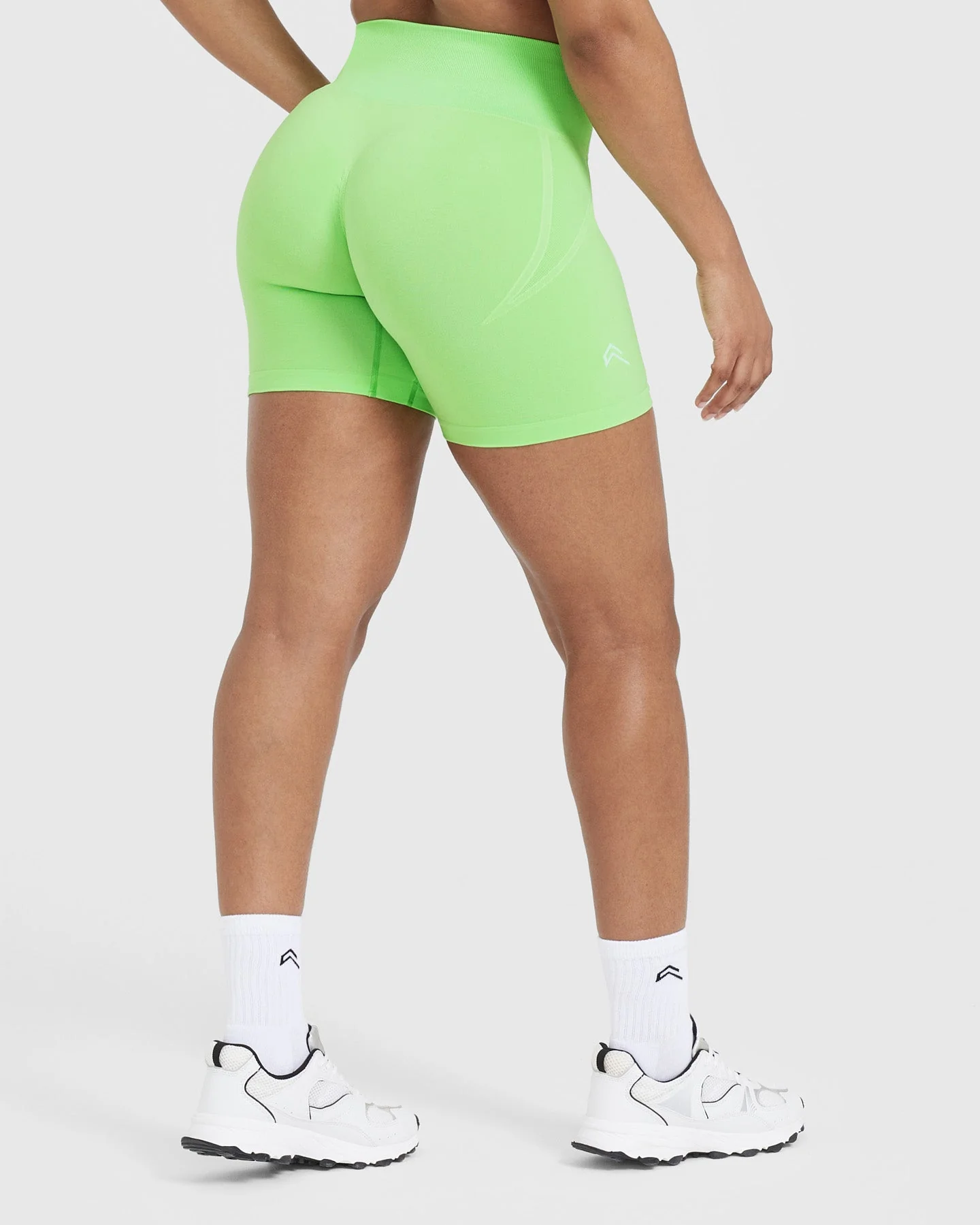 EffortlessLift™ Seamless Shorts with White Logo | Apple Green - Image 2