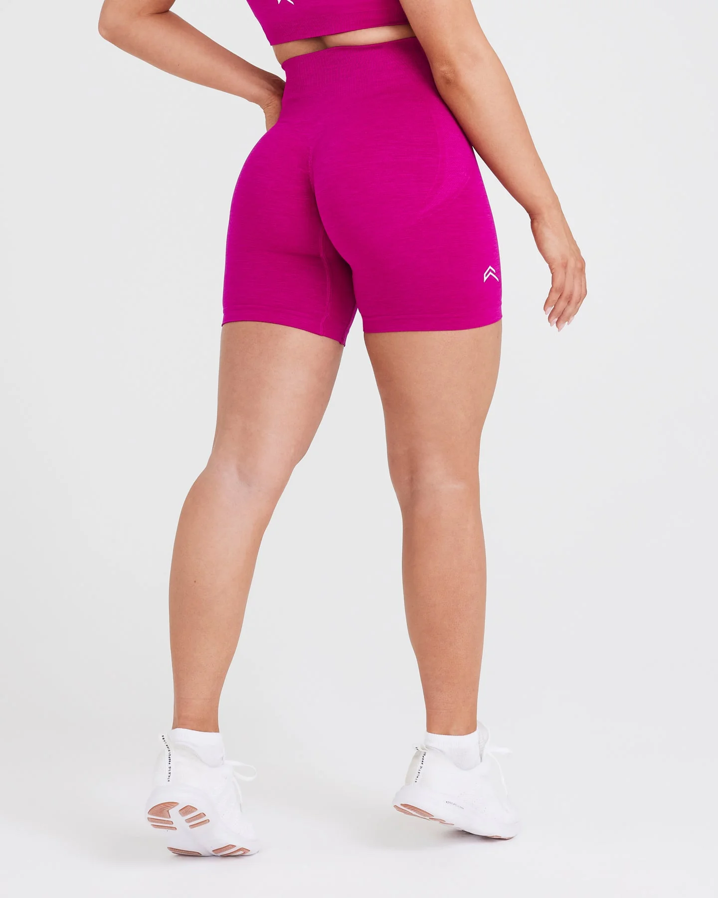 EffortlessLift™ Seamless Shorts with White Logo | Fuchsia - Image 2