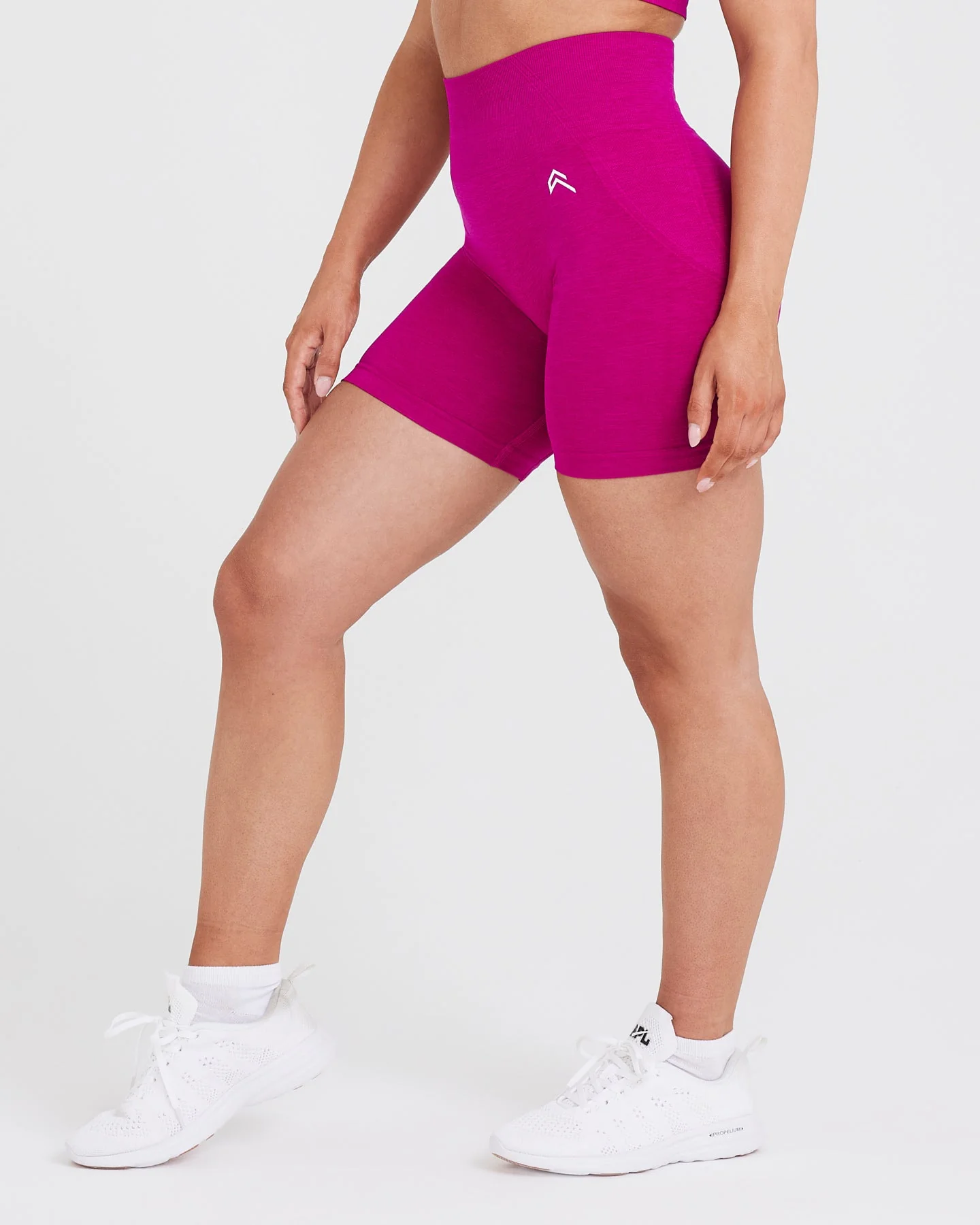 EffortlessLift™ Seamless Shorts with White Logo | Fuchsia - Image 3