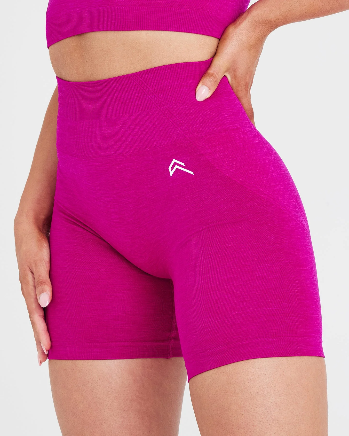 EffortlessLift™ Seamless Shorts with White Logo | Fuchsia - Image 4