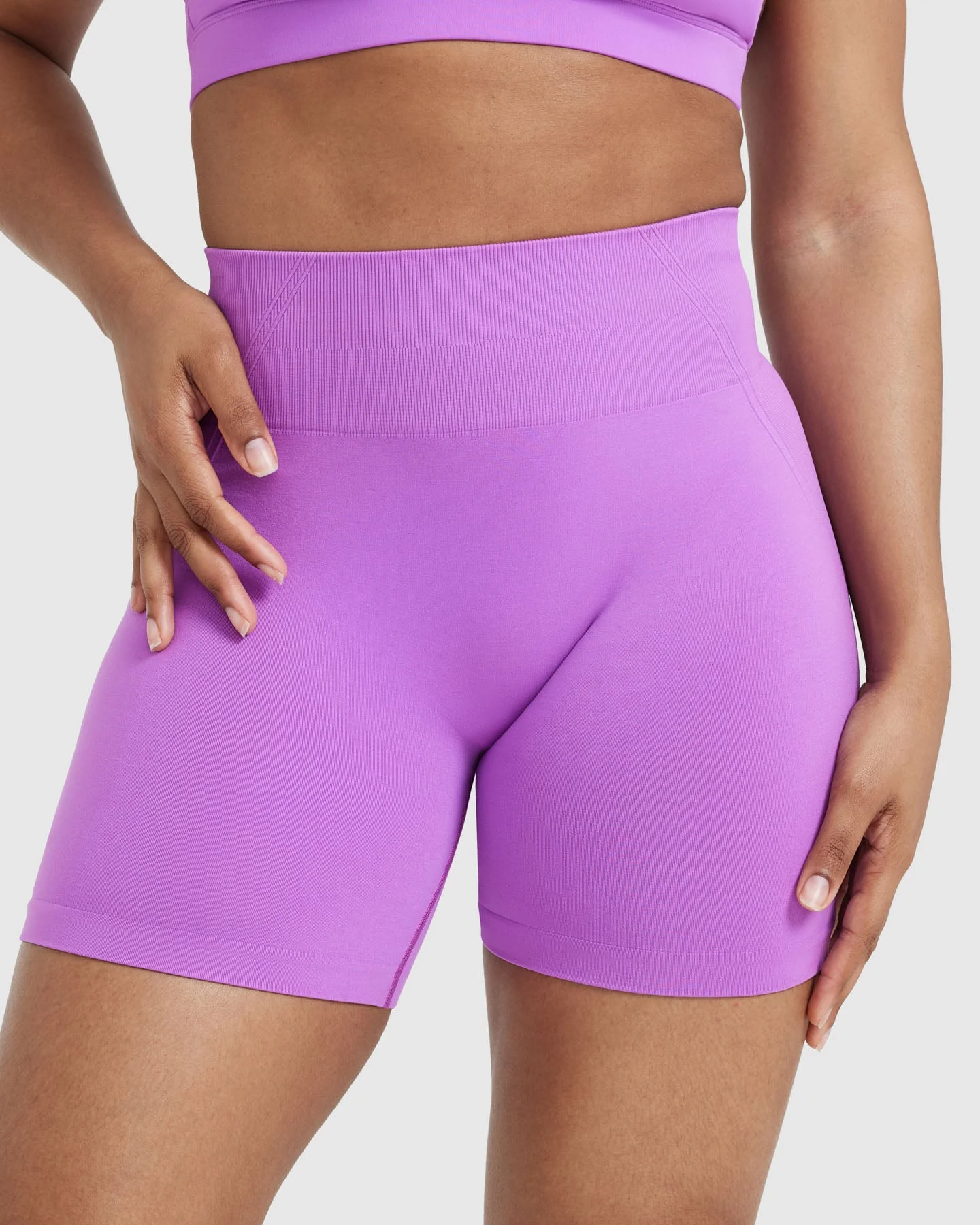 EffortlessLift™ Seamless Shorts with White Logo | Grape Purple - Image 4