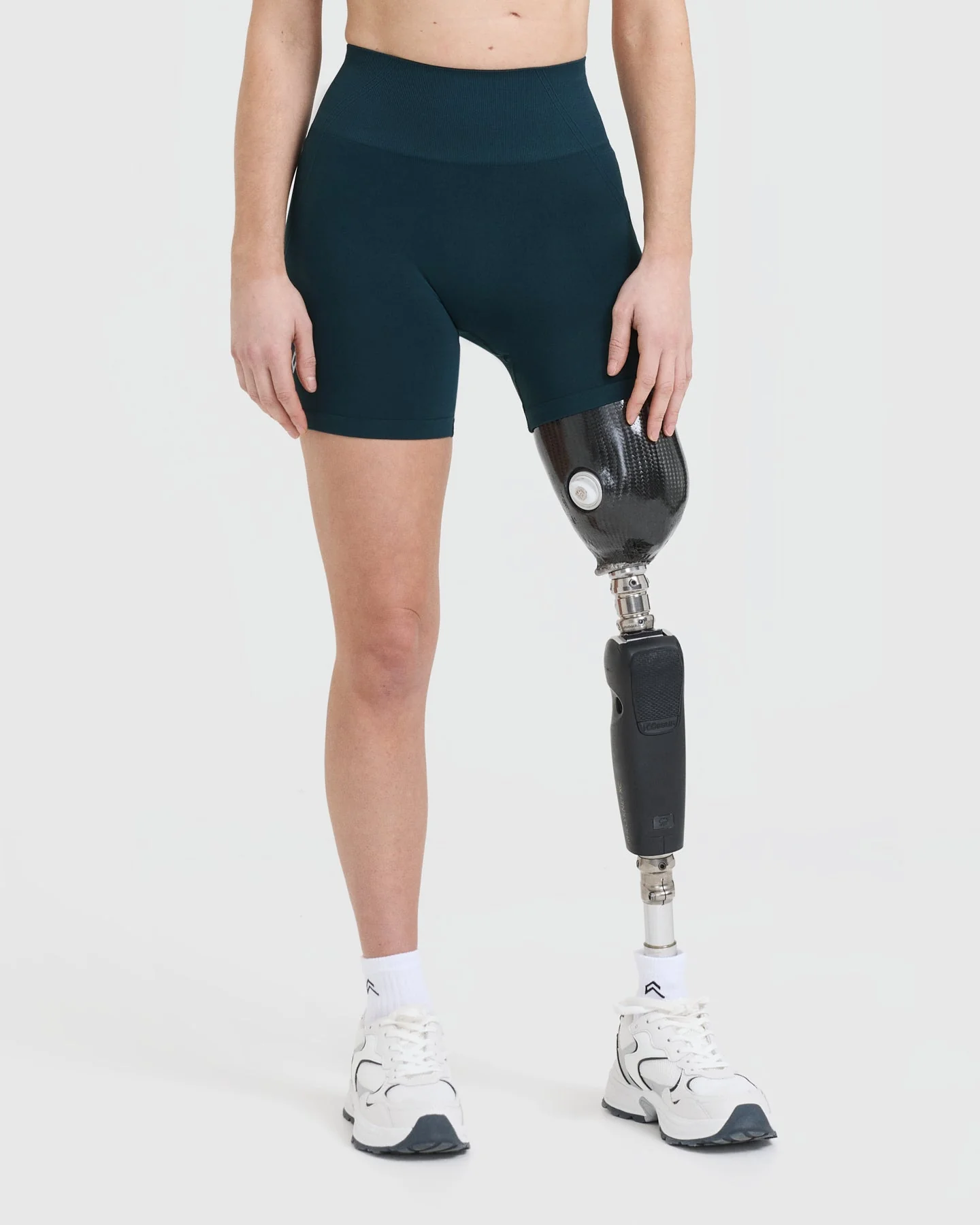EffortlessLift™ Seamless Shorts with White Logo | Oil Blue