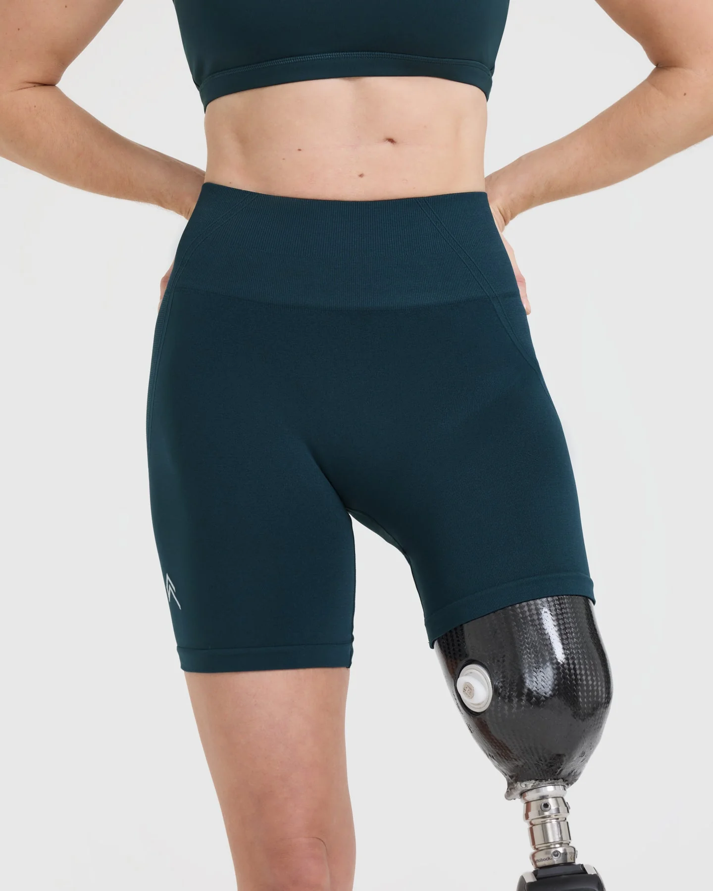 EffortlessLift™ Seamless Shorts with White Logo | Oil Blue - Image 4