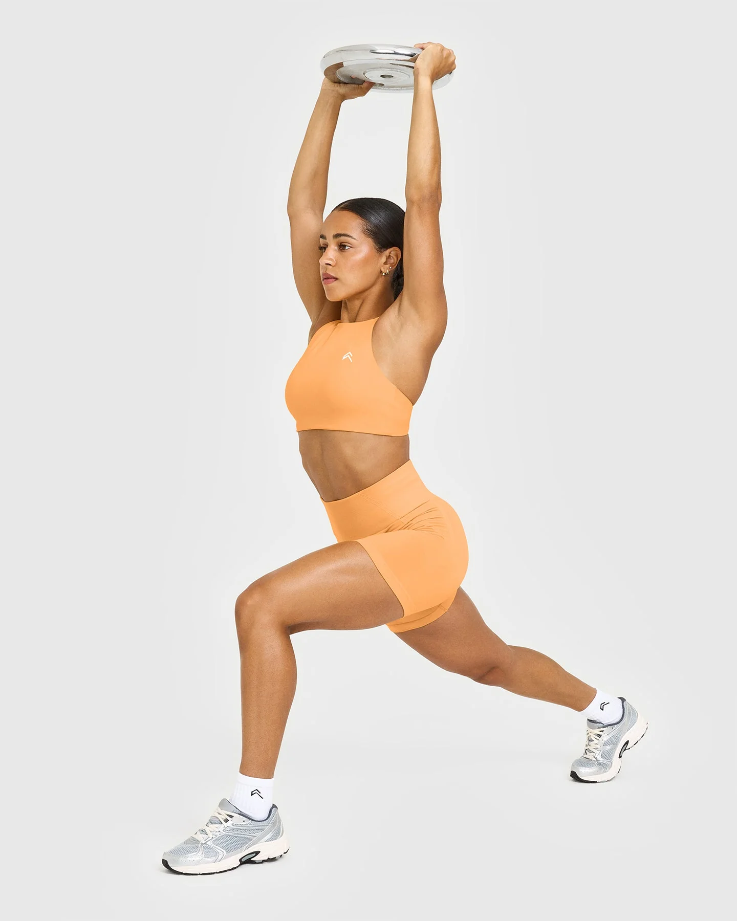 EffortlessLift™ Seamless Shorts with White Logo | Powdered Orange - Image 3
