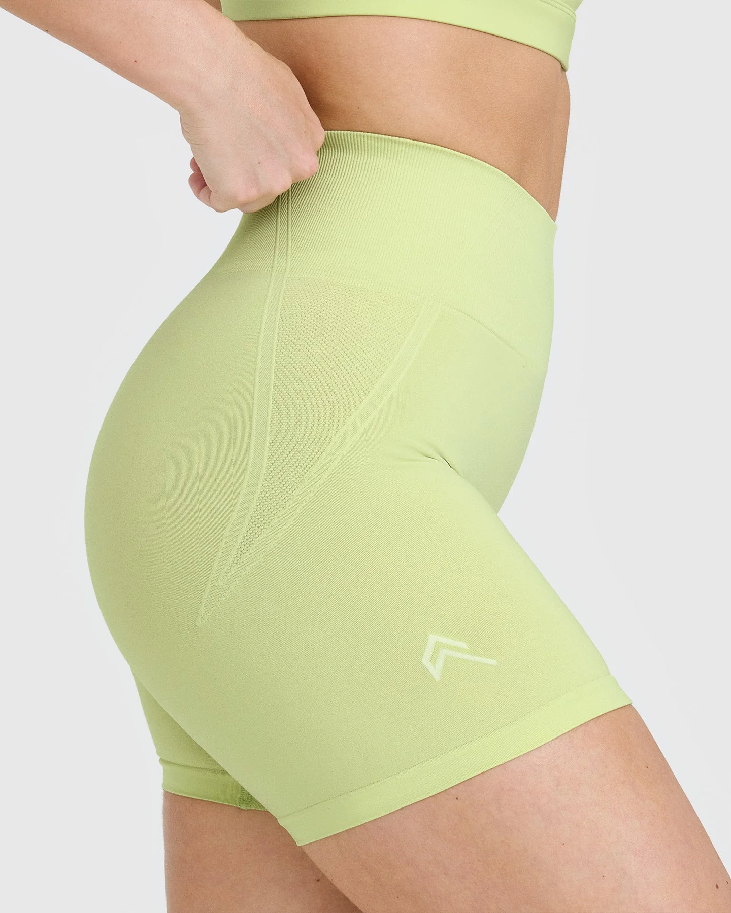 EffortlessLift™ Seamless Shorts with White Logo | Pump Green - Image 4