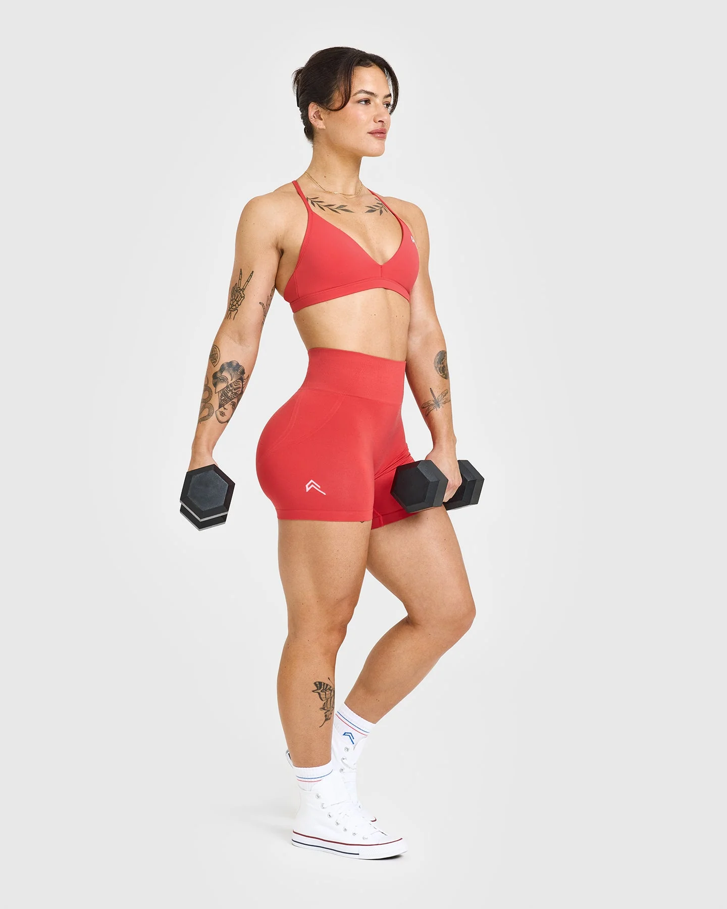 EffortlessLift™ Seamless Shorts with White Logo | Sweet Red - Image 3