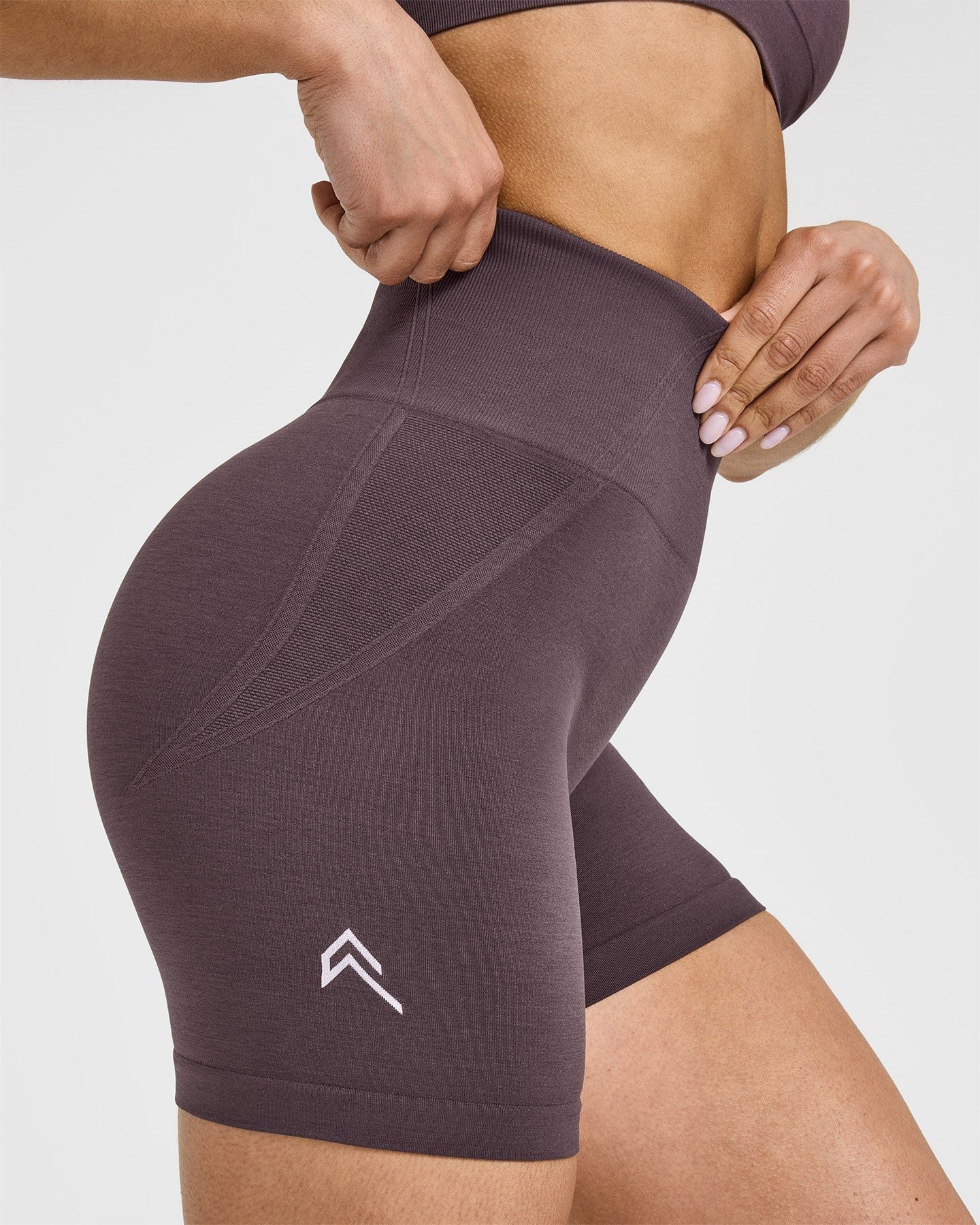 EffortlessLift™ Seamless Shorts with White Logo | Umber Brown - Image 4