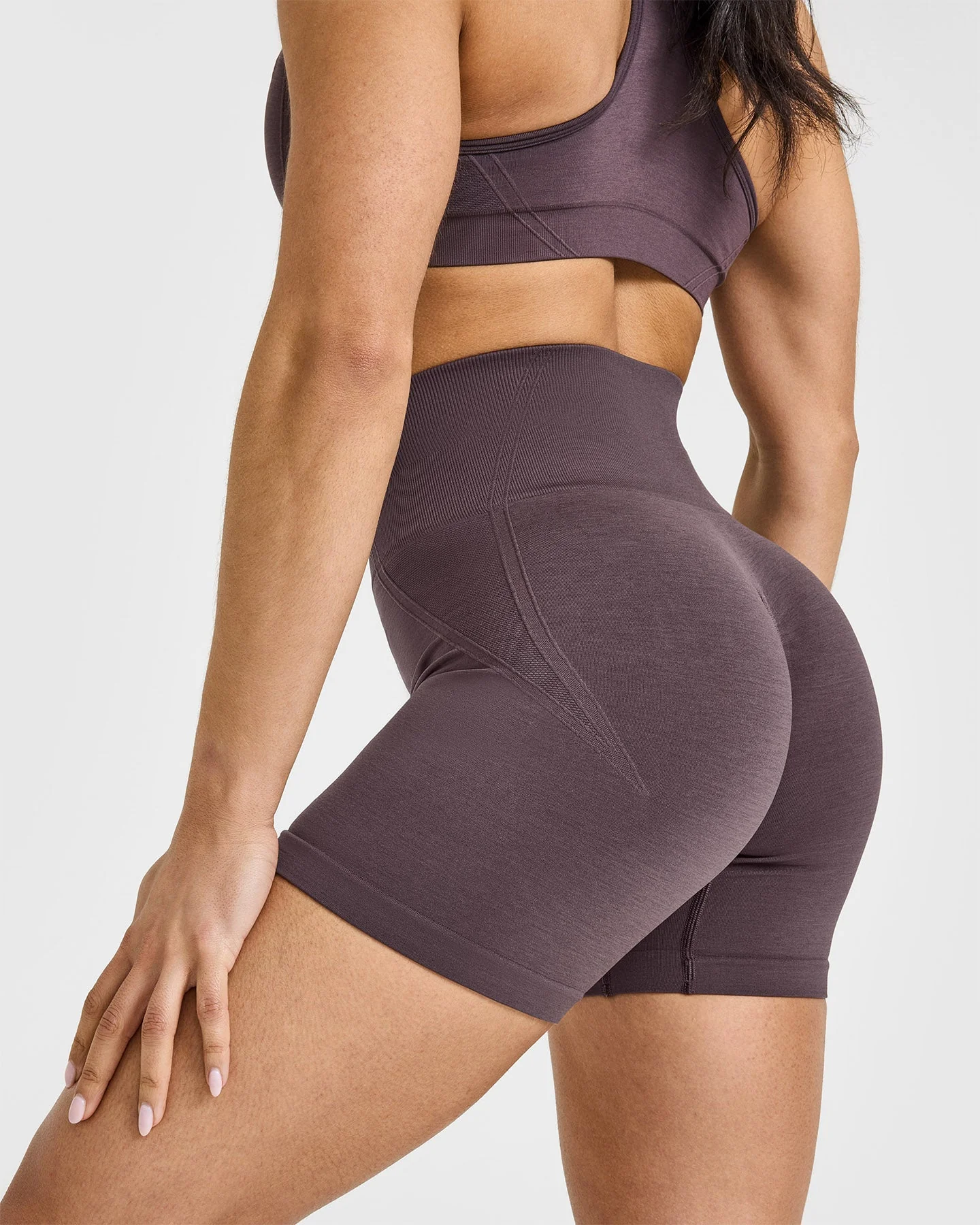 EffortlessLift™ Seamless Shorts with White Logo | Umber Brown - Image 5