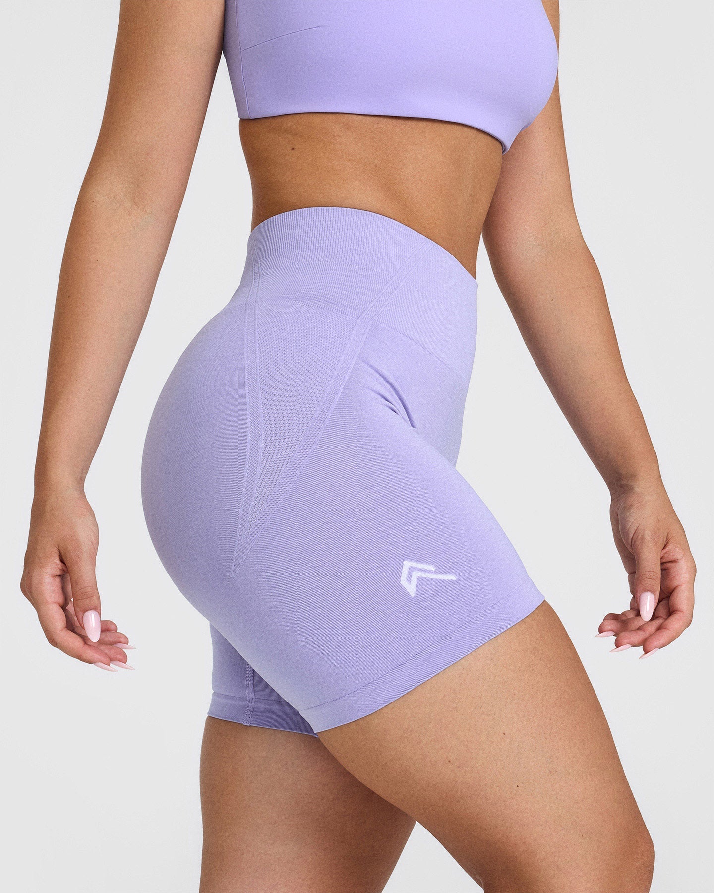 EffortlessLift™ Seamless Shorts with White Logo | Vintage Violet - Image 4