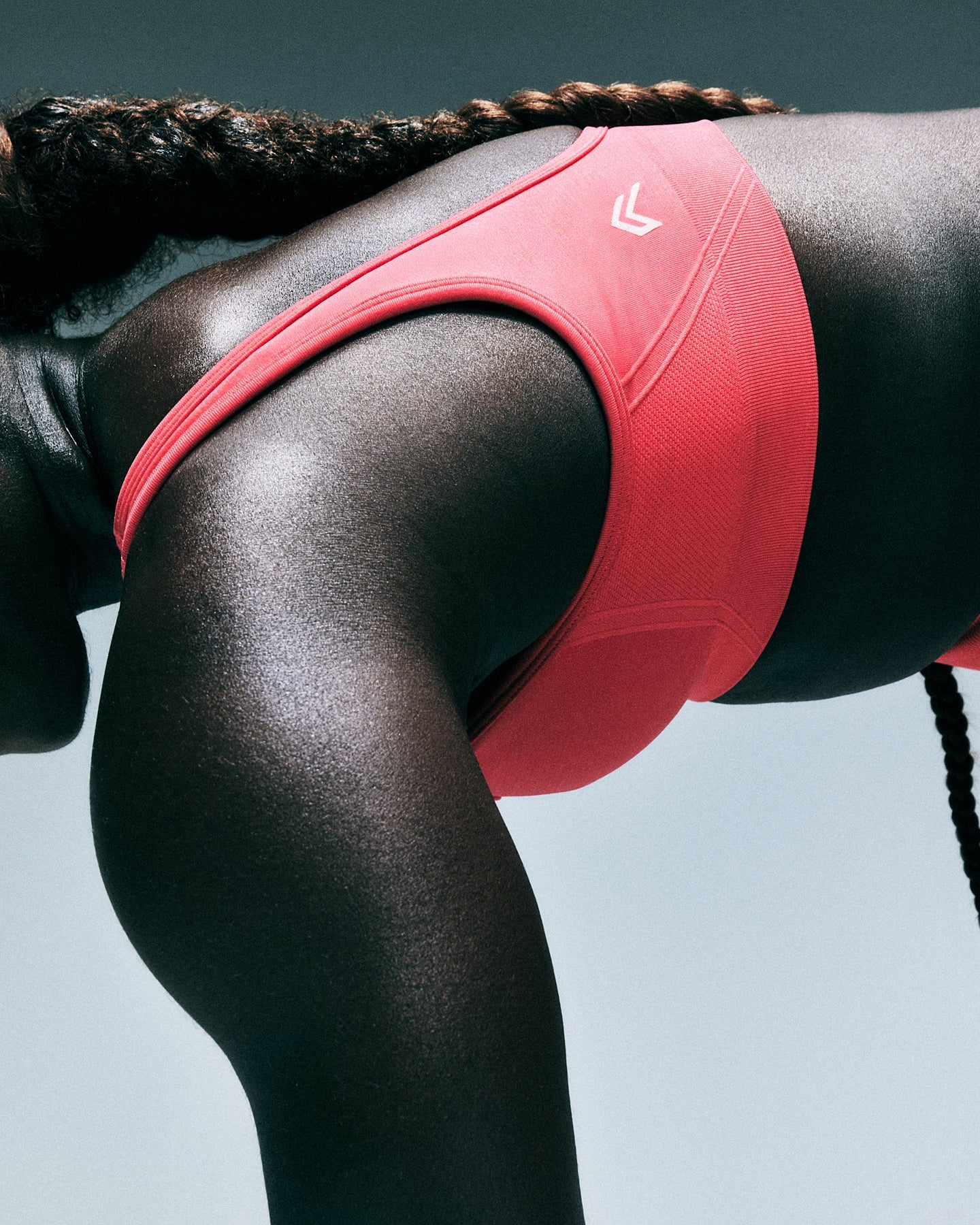EffortlessLift™ Square Neck Sports Bra with Grey Logo | Charged Pink - Image 2