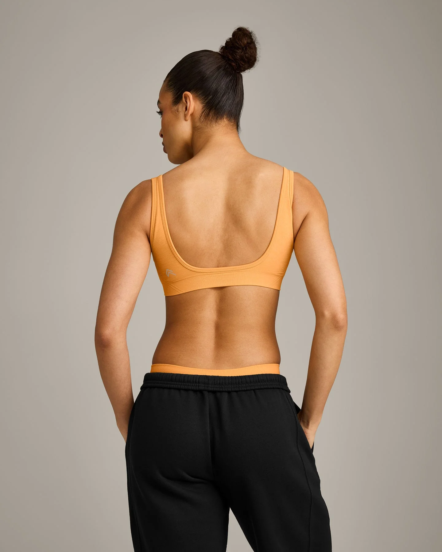EffortlessLift™ Square Neck Sports Bra with Grey Logo | Powdered Orange - Image 2