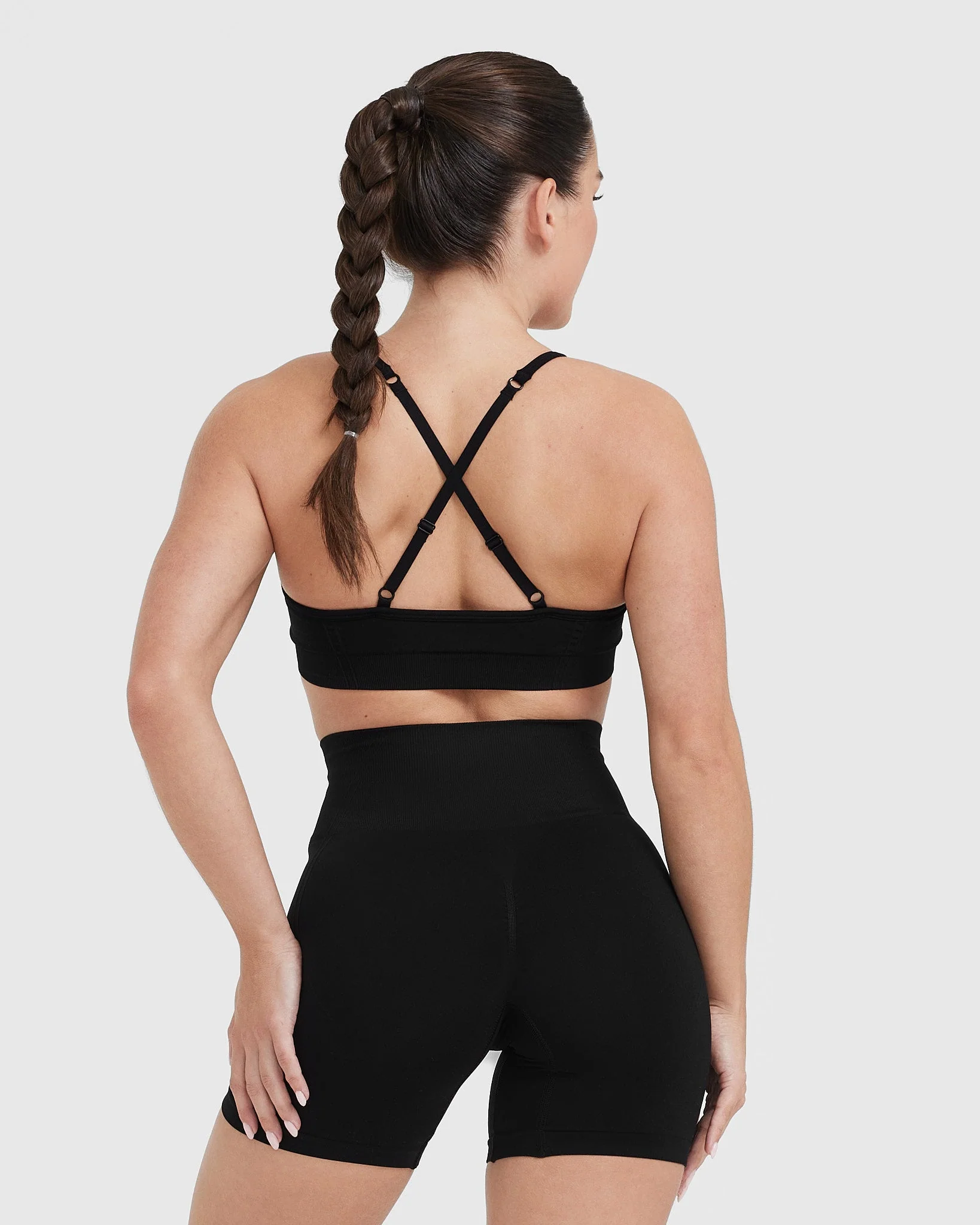 EffortlessLift™ Strappy Bralette with White Logo | Black - Image 2