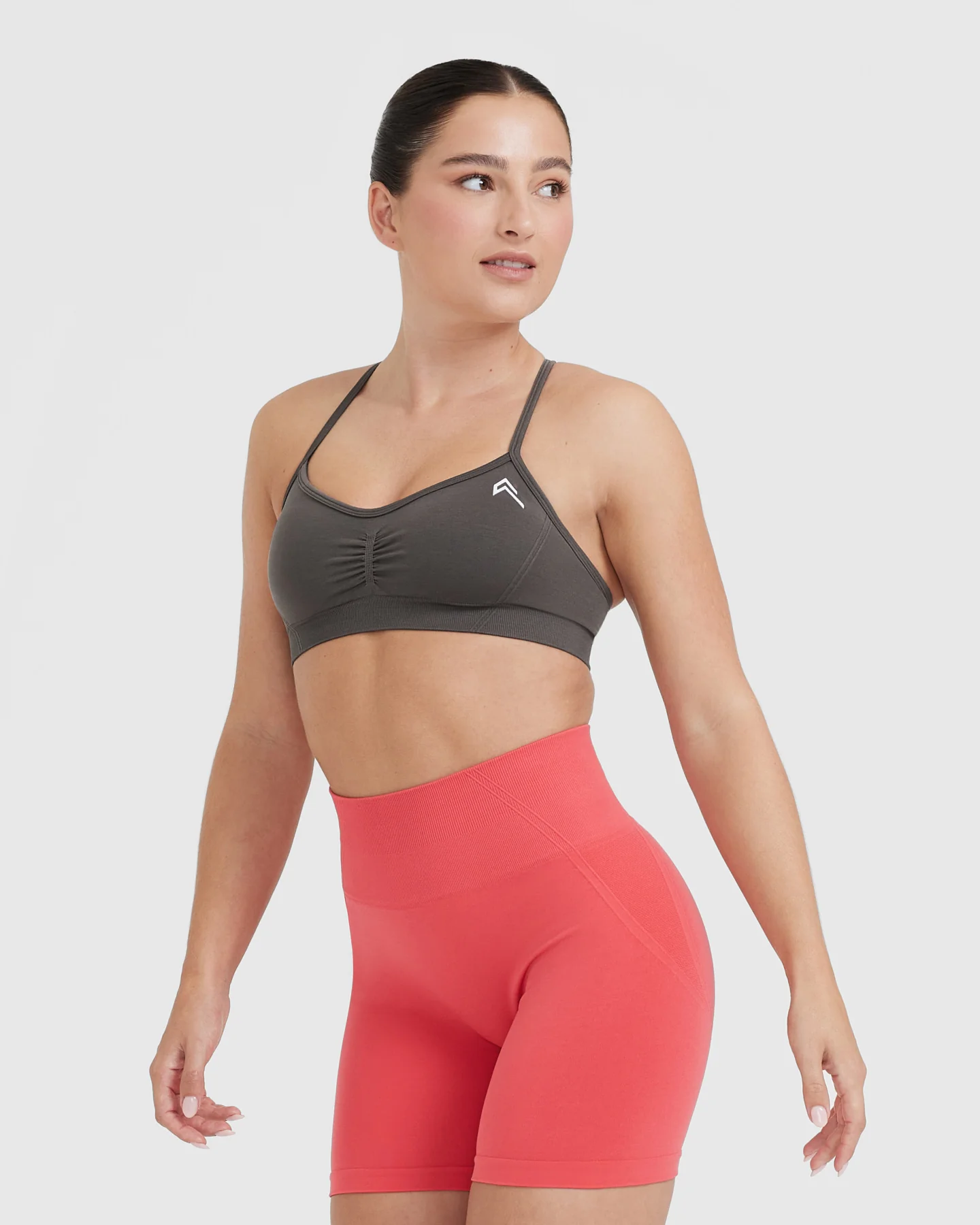 EffortlessLift™ Strappy Bralette with White Logo | Deep Taupe - Image 3