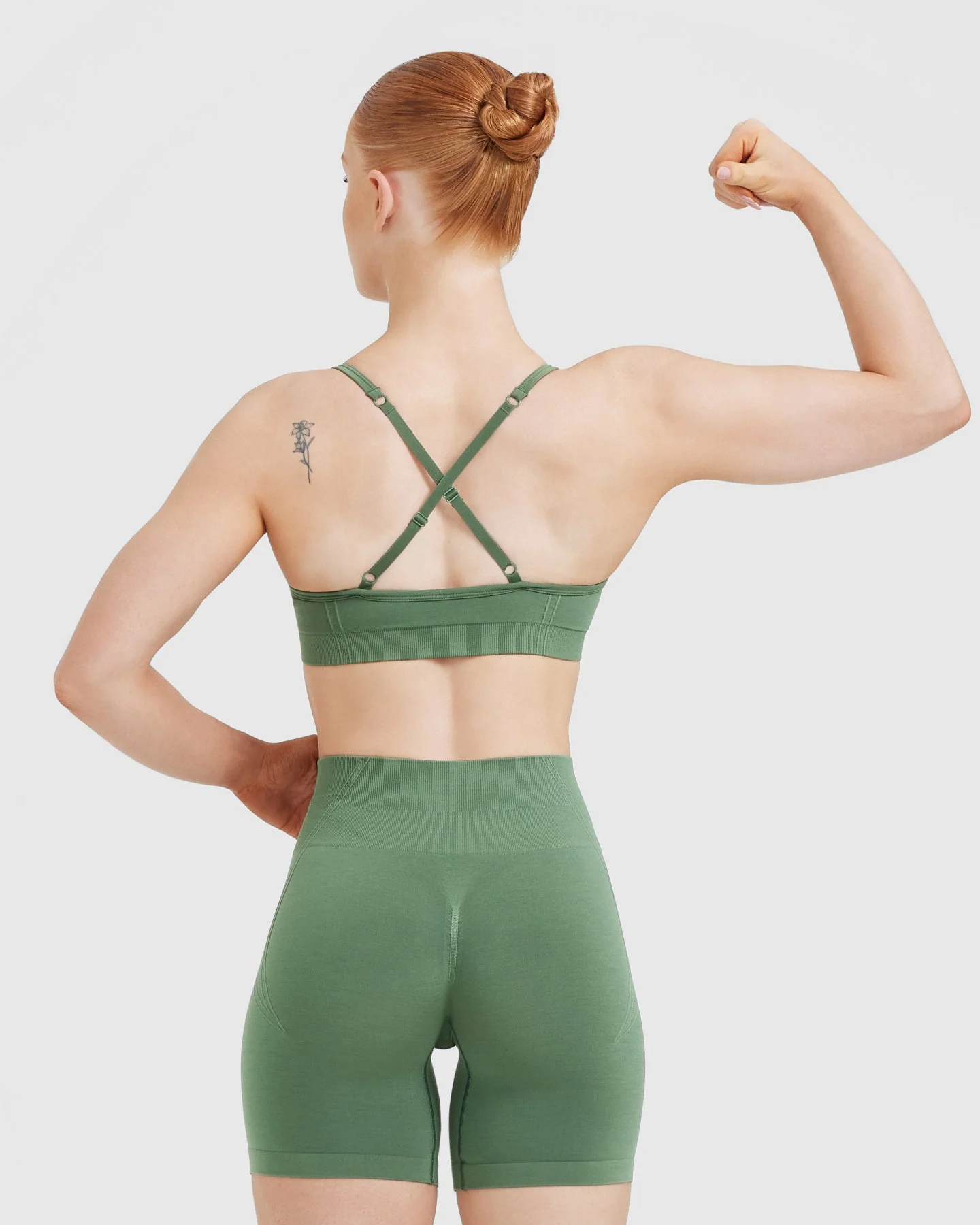 EffortlessLift™ Strappy Bralette with White Logo | Forest Green - Image 2