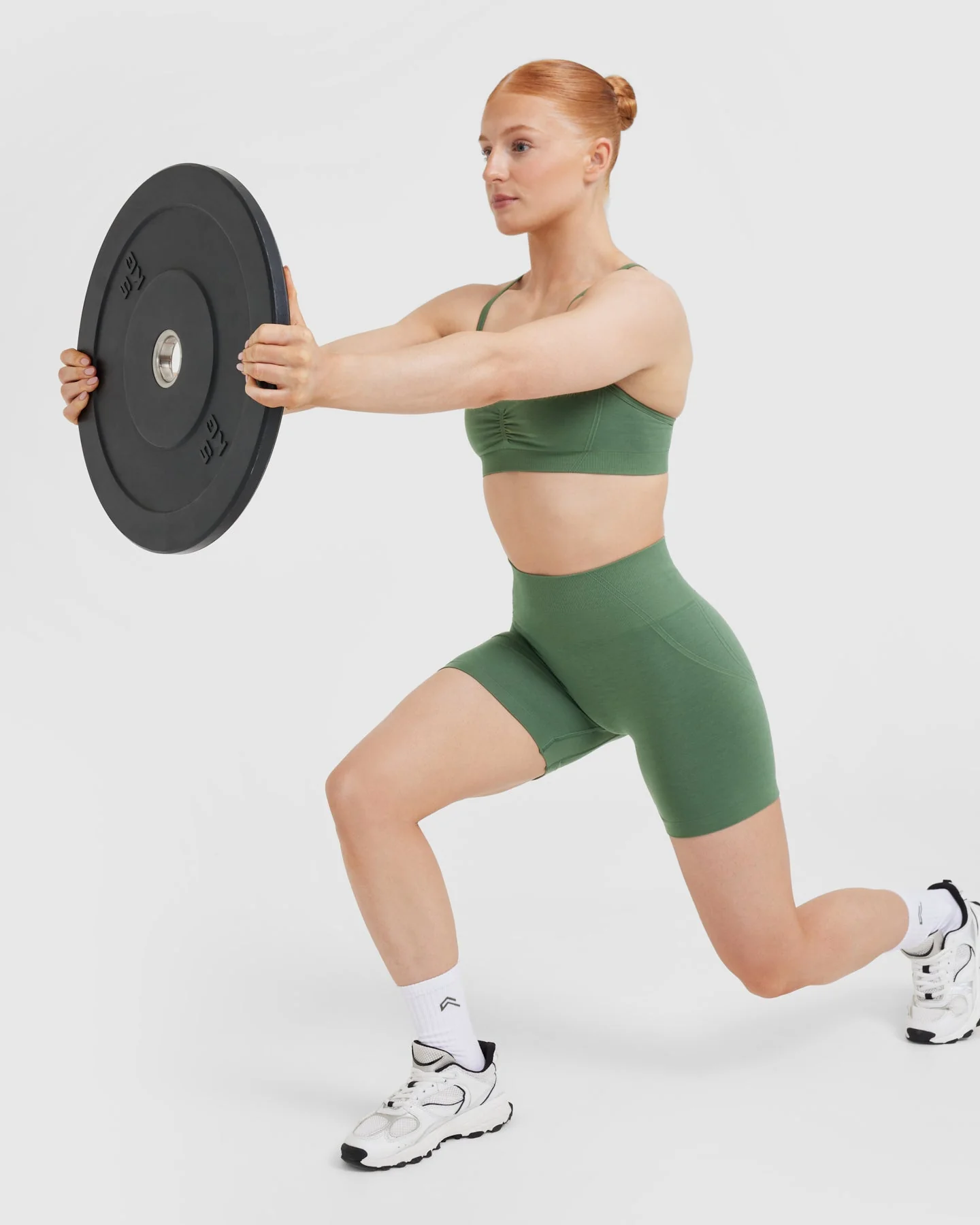 EffortlessLift™ Strappy Bralette with White Logo | Forest Green - Image 6