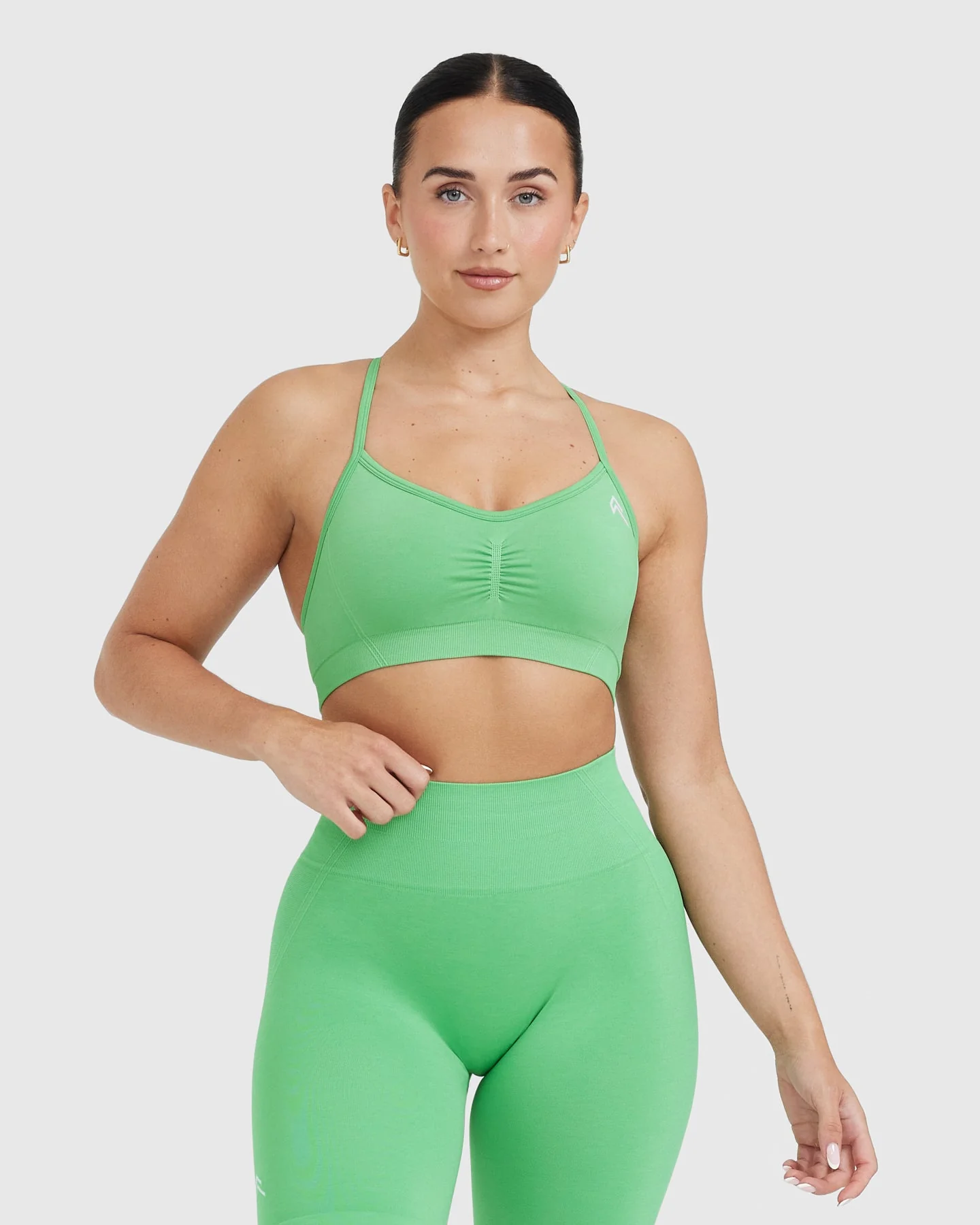 EffortlessLift™ Strappy Bralette with White Logo | Jade