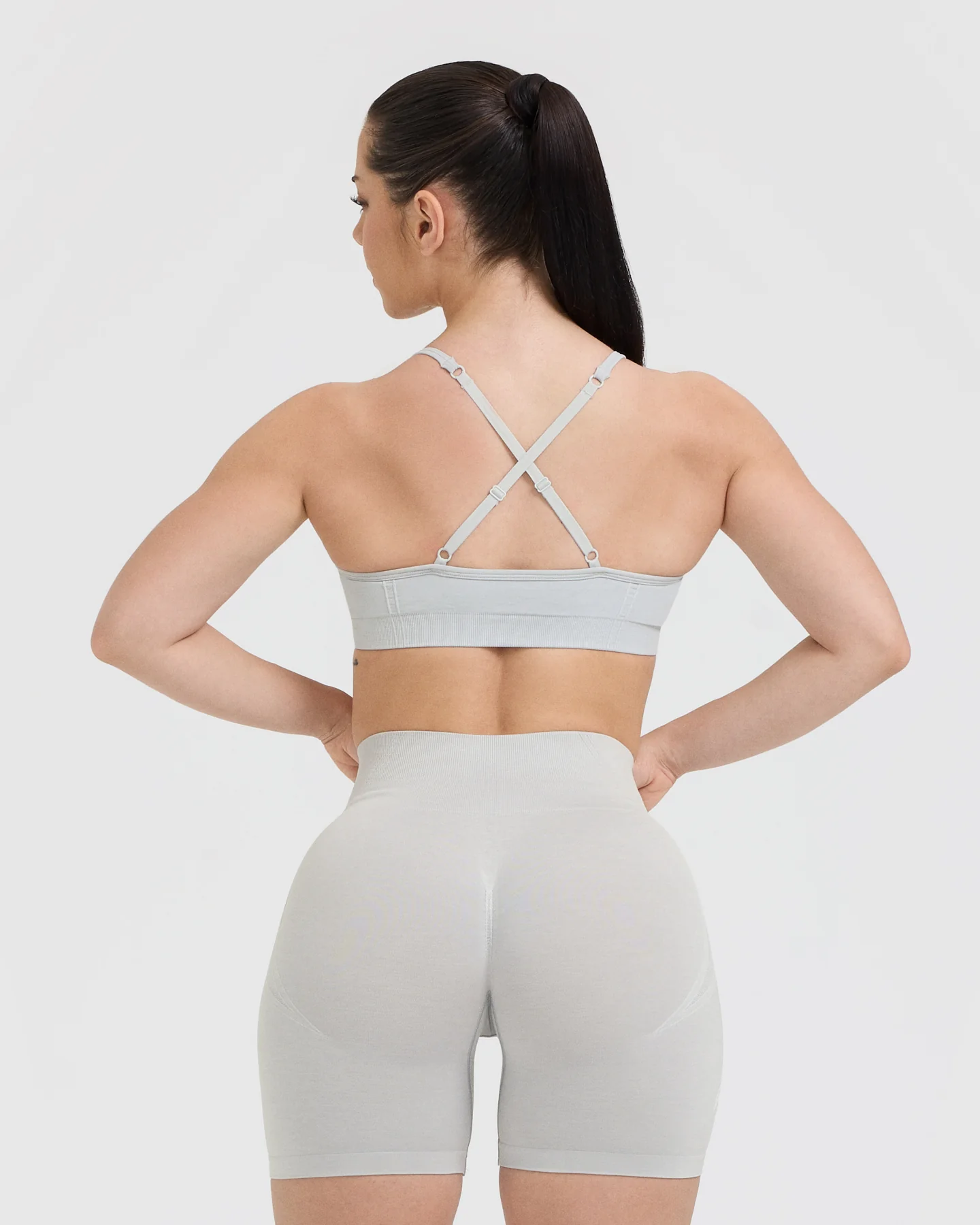 EffortlessLift™ Strappy Bralette with White Logo | Light Grey Marl - Image 2