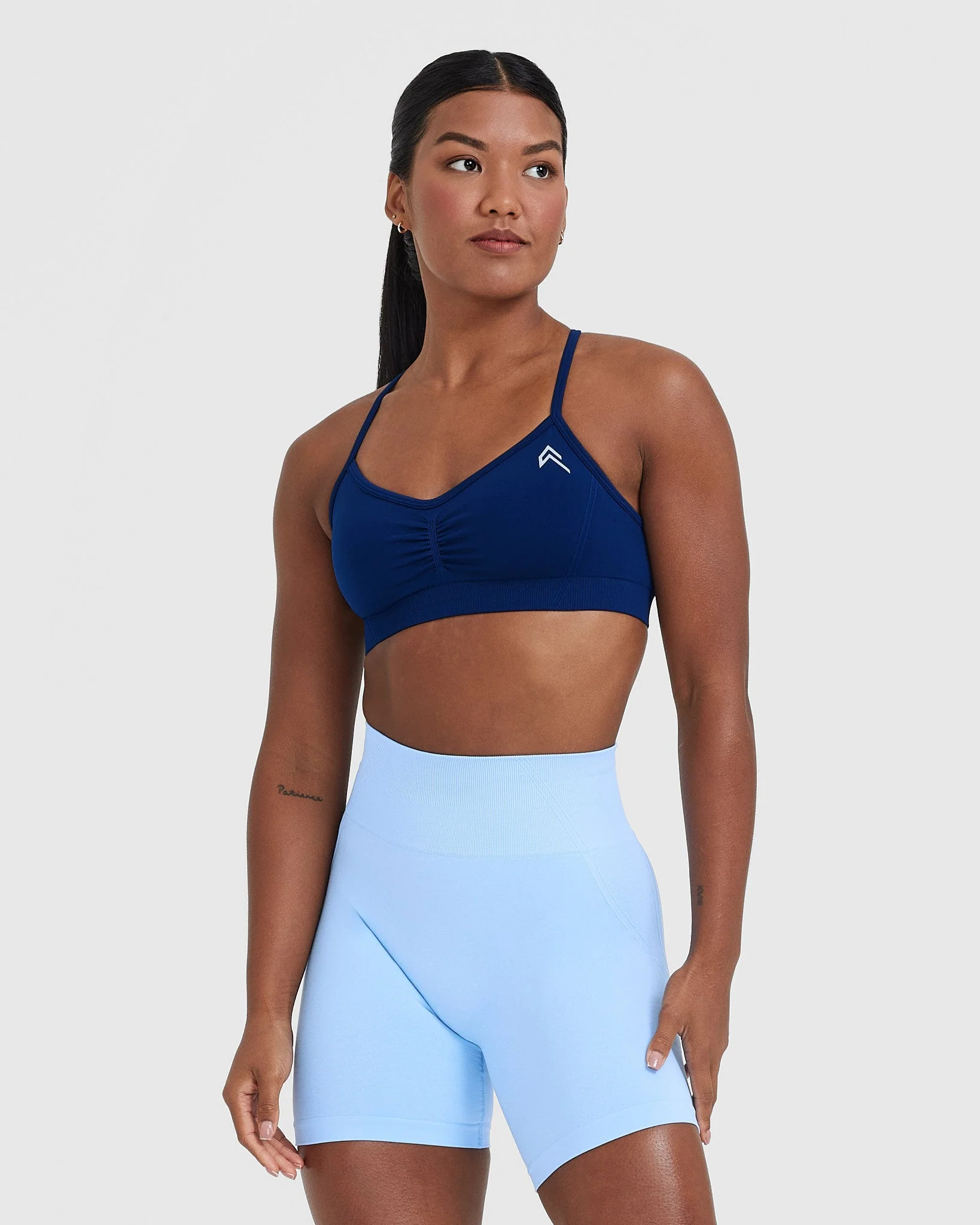 EffortlessLift™ Strappy Bralette with White Logo | Midnight
