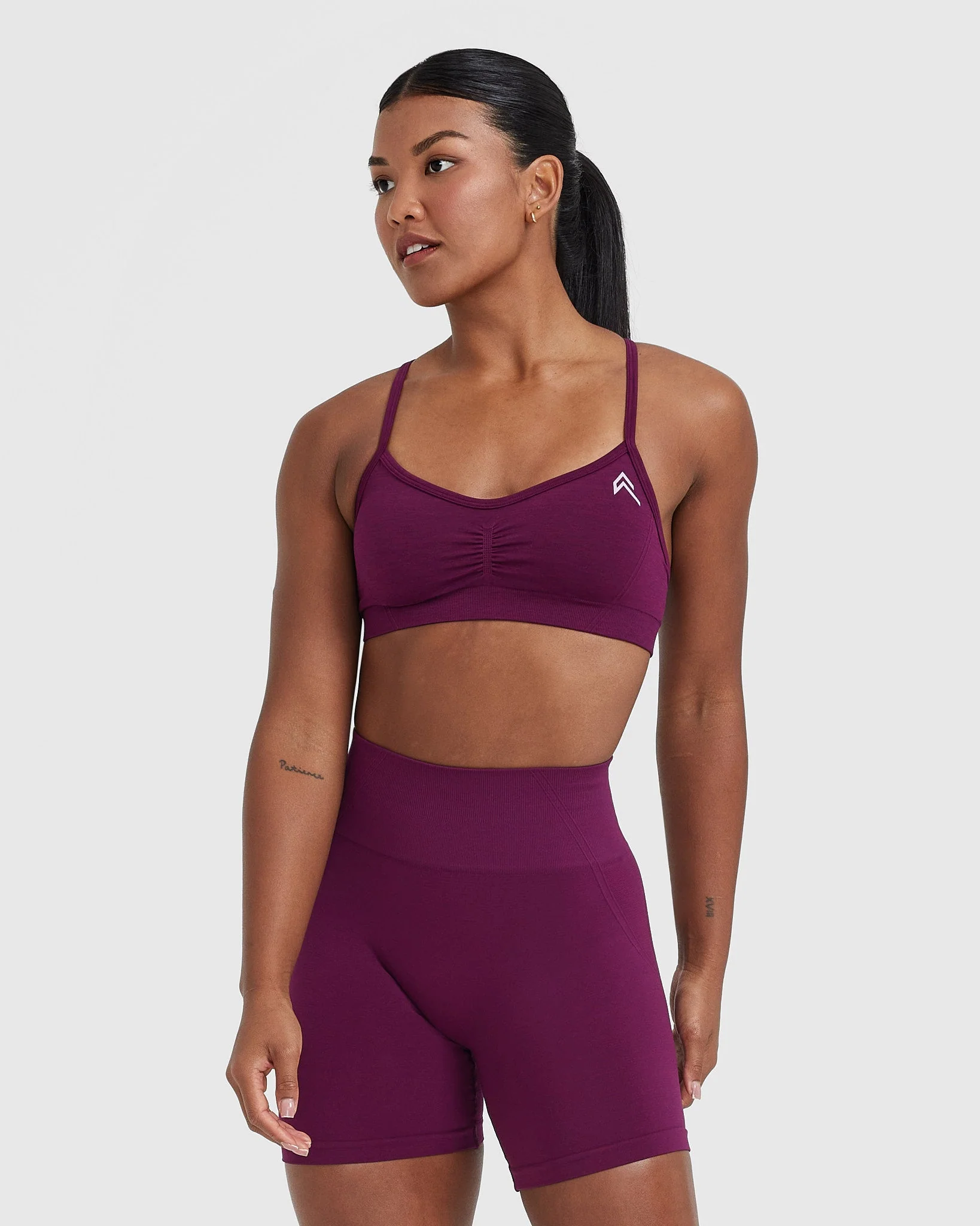 EffortlessLift™ Strappy Bralette with White Logo | Ripe Fig - Image 3