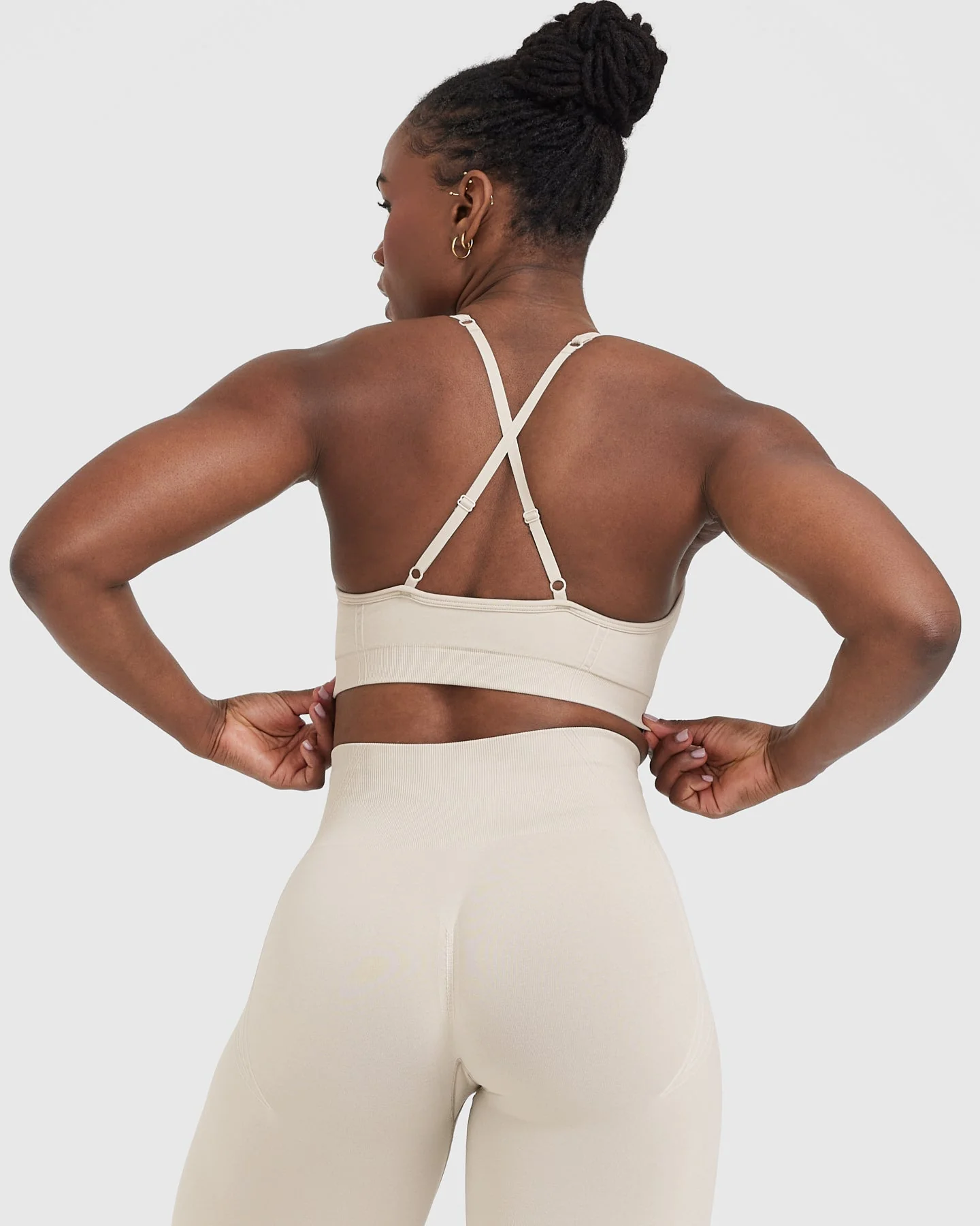 EffortlessLift™ Strappy Bralette with White Logo | Sand - Image 2