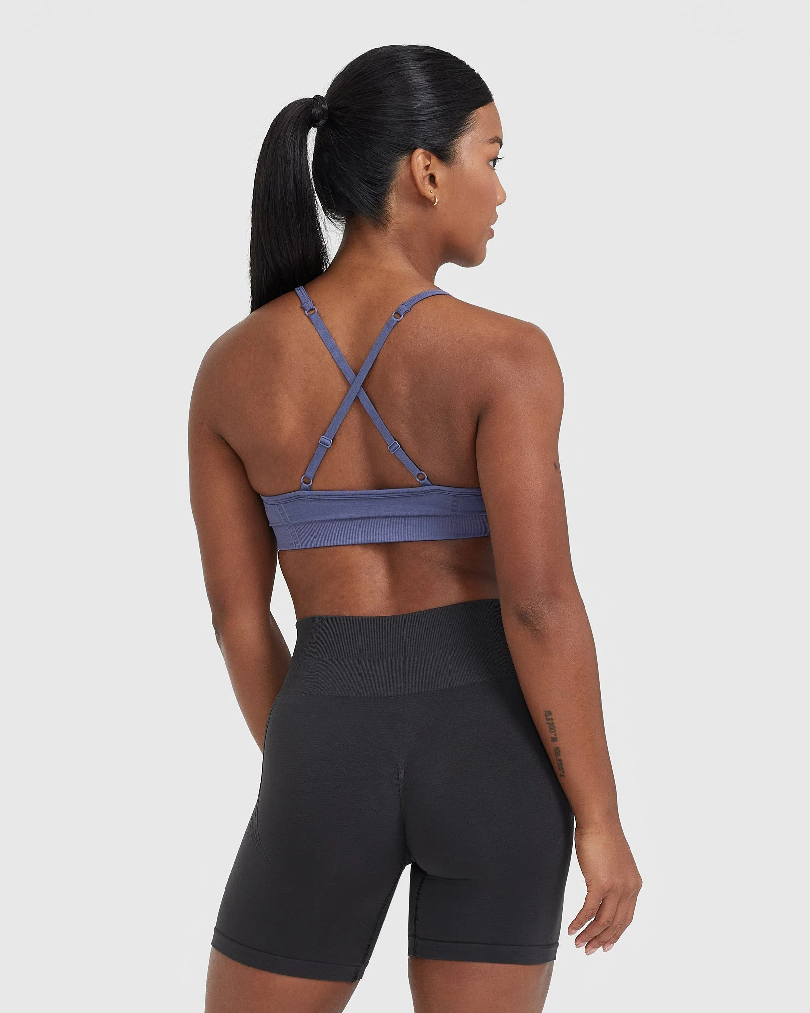 EffortlessLift™ Strappy Bralette with White Logo | Slate Blue - Image 2