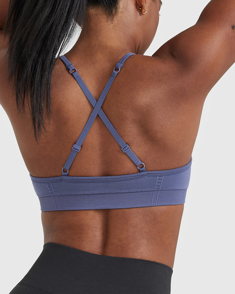 EffortlessLift™ Strappy Bralette with White Logo | Slate Blue - Image 5