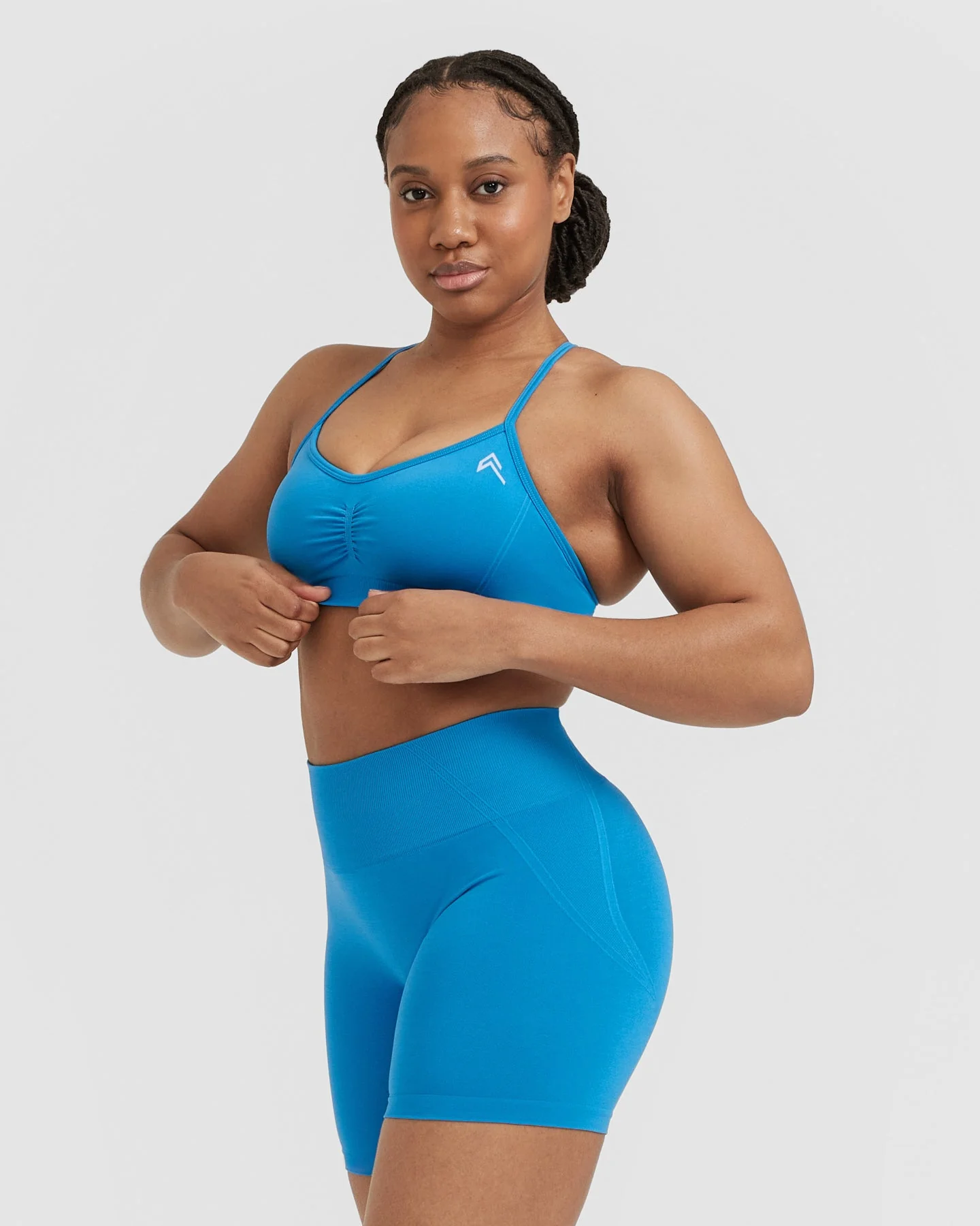 EffortlessLift™ Strappy Bralette with White Logo | Tropical Blue - Image 3