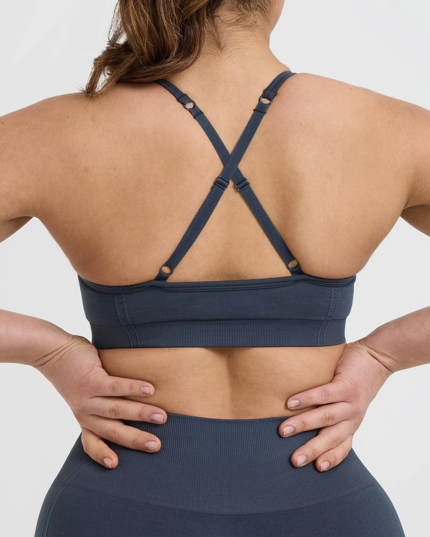 EffortlessLift™ Strappy Bralette with White Logo | True Blue - Image 5