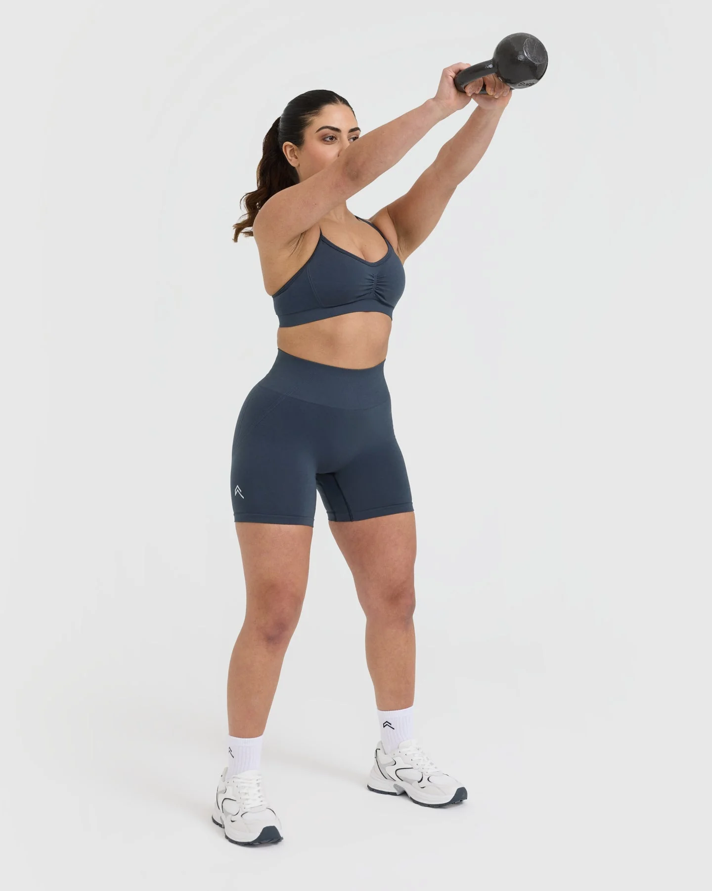 EffortlessLift™ Strappy Bralette with White Logo | True Blue - Image 6