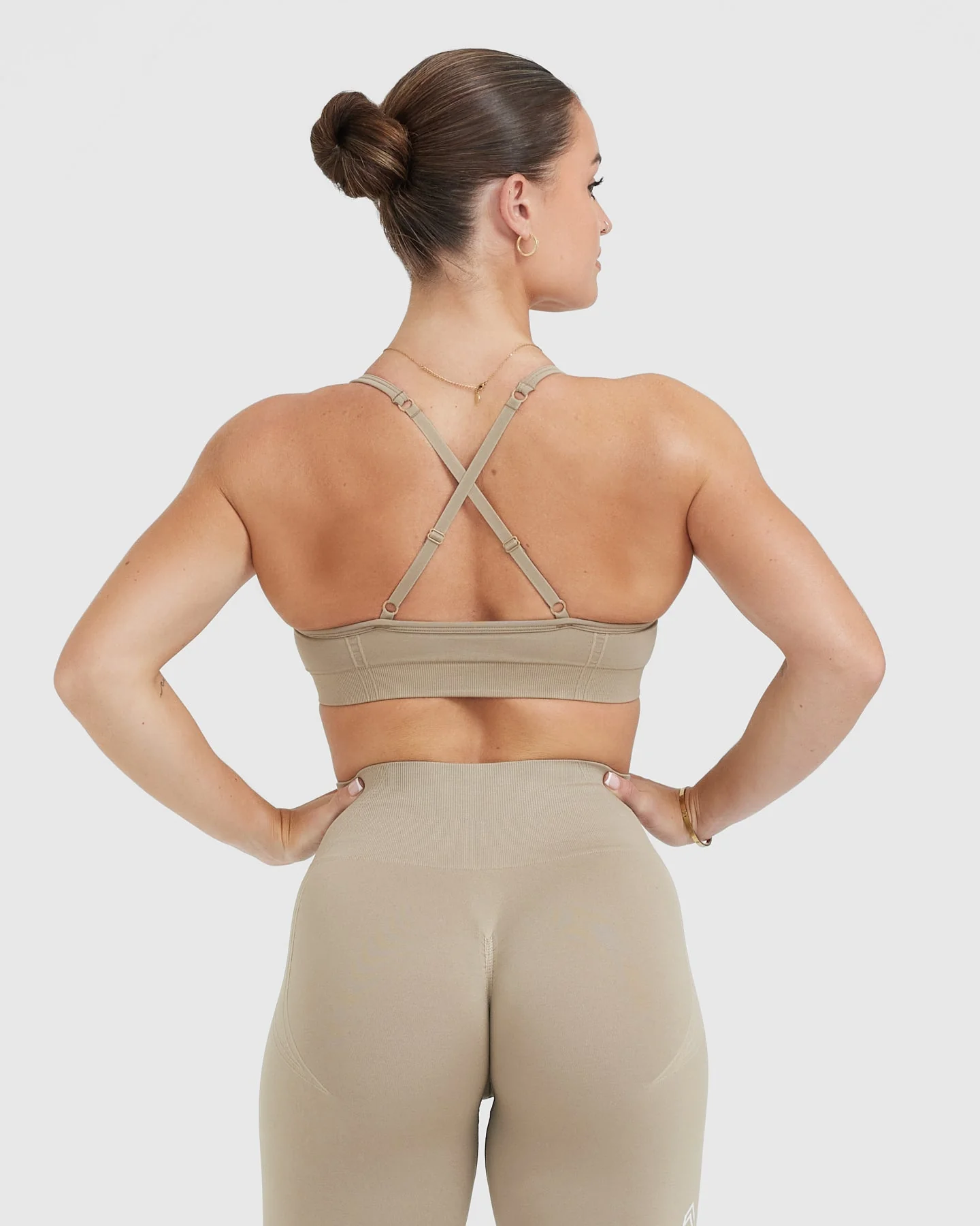 EffortlessLift™ Strappy Bralette with White Logo | Washed Sandstone - Image 2