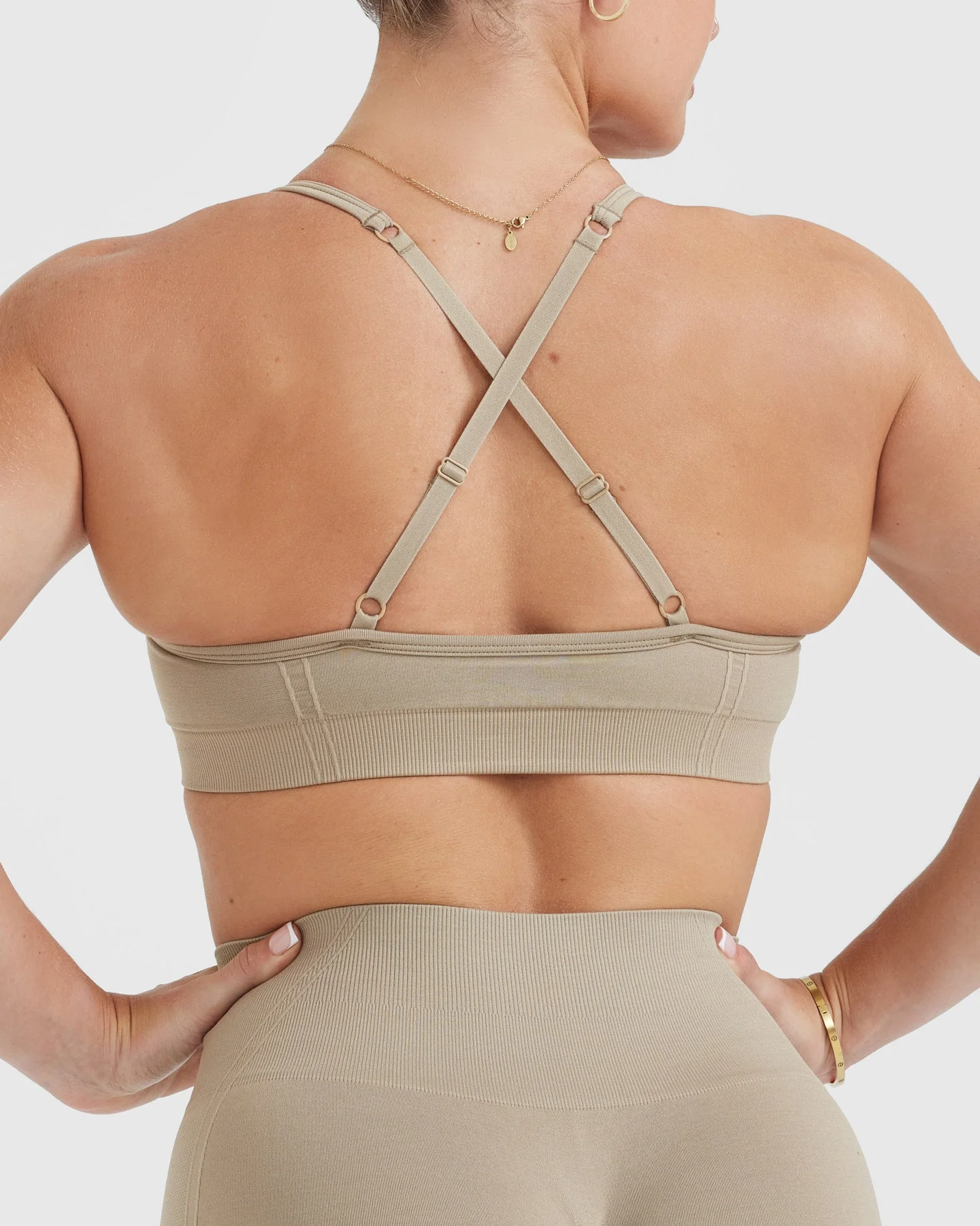 EffortlessLift™ Strappy Bralette with White Logo | Washed Sandstone - Image 5