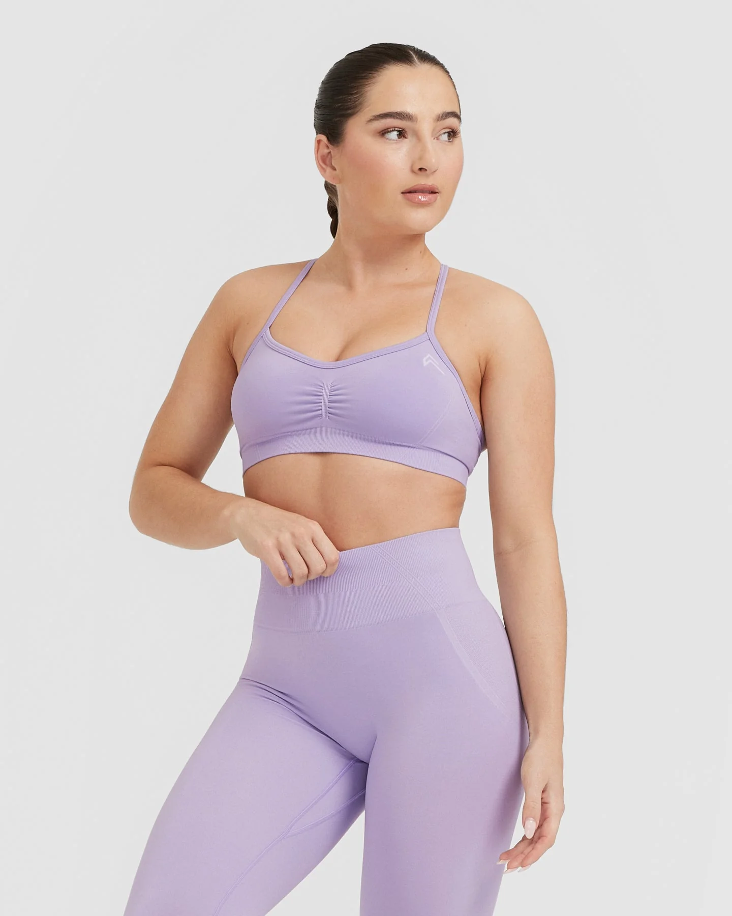 EffortlessLift™ Strappy Bralette with White Logo | Wisteria Purple - Image 3