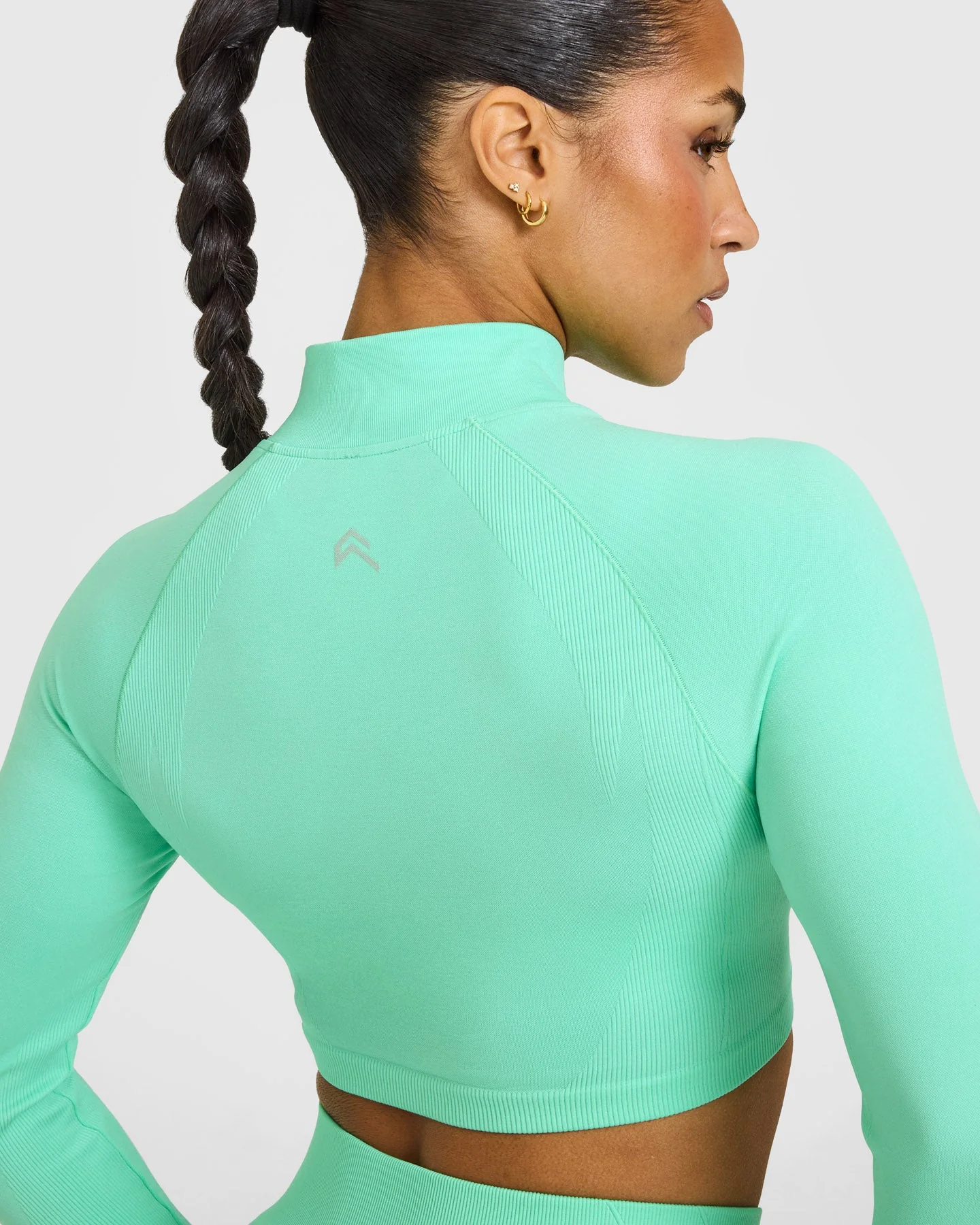 EnhanceLift™ Seamless Crop Jacket with White Logo | Peppermint Green - Image 4