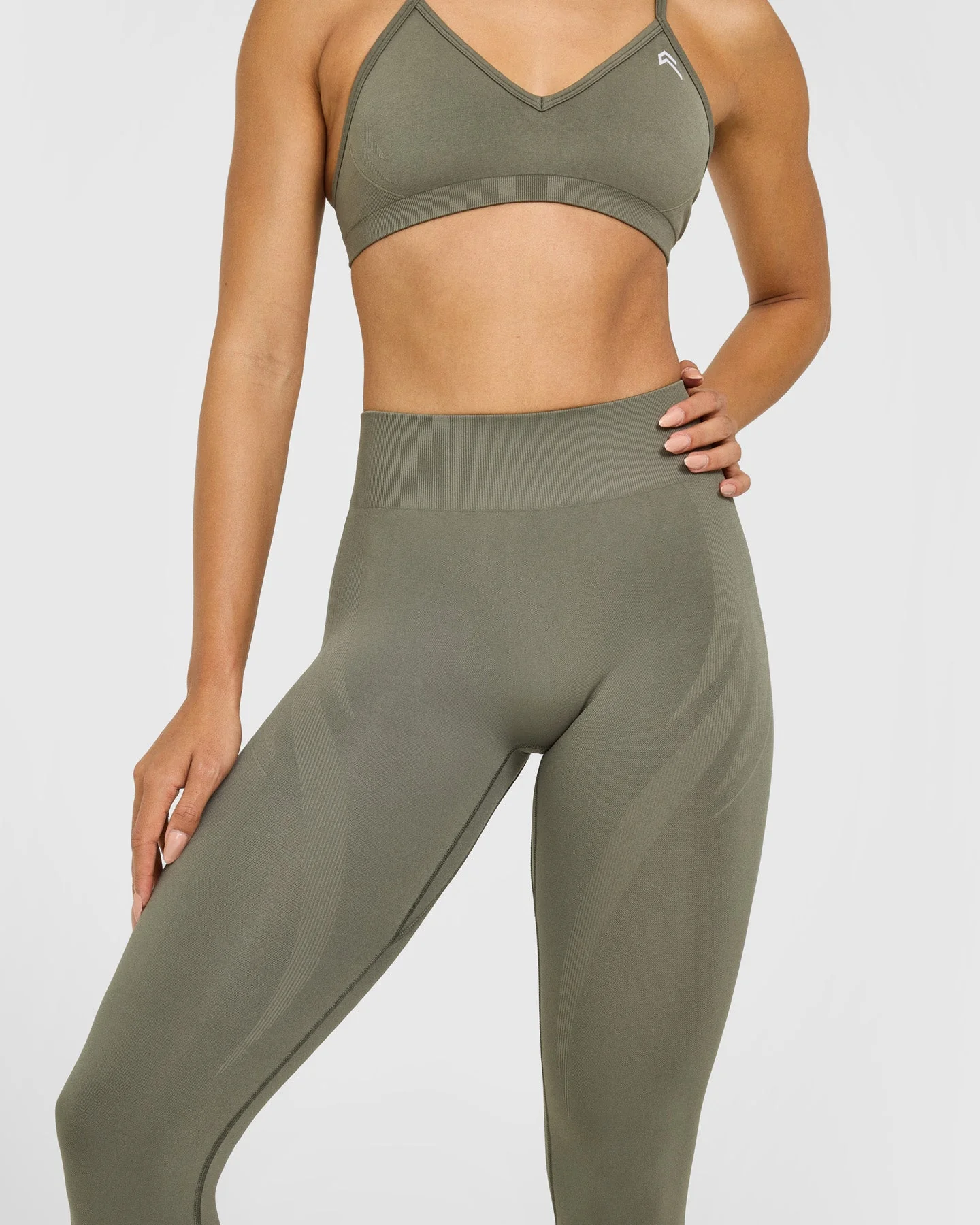 EnhanceLift™ Seamless Leggings with White Logo | Alpine Green - Image 5