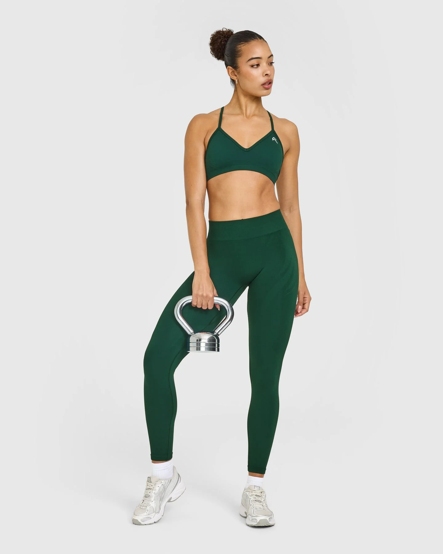 EnhanceLift™ Seamless Leggings with White Logo | Racing Green - Image 3