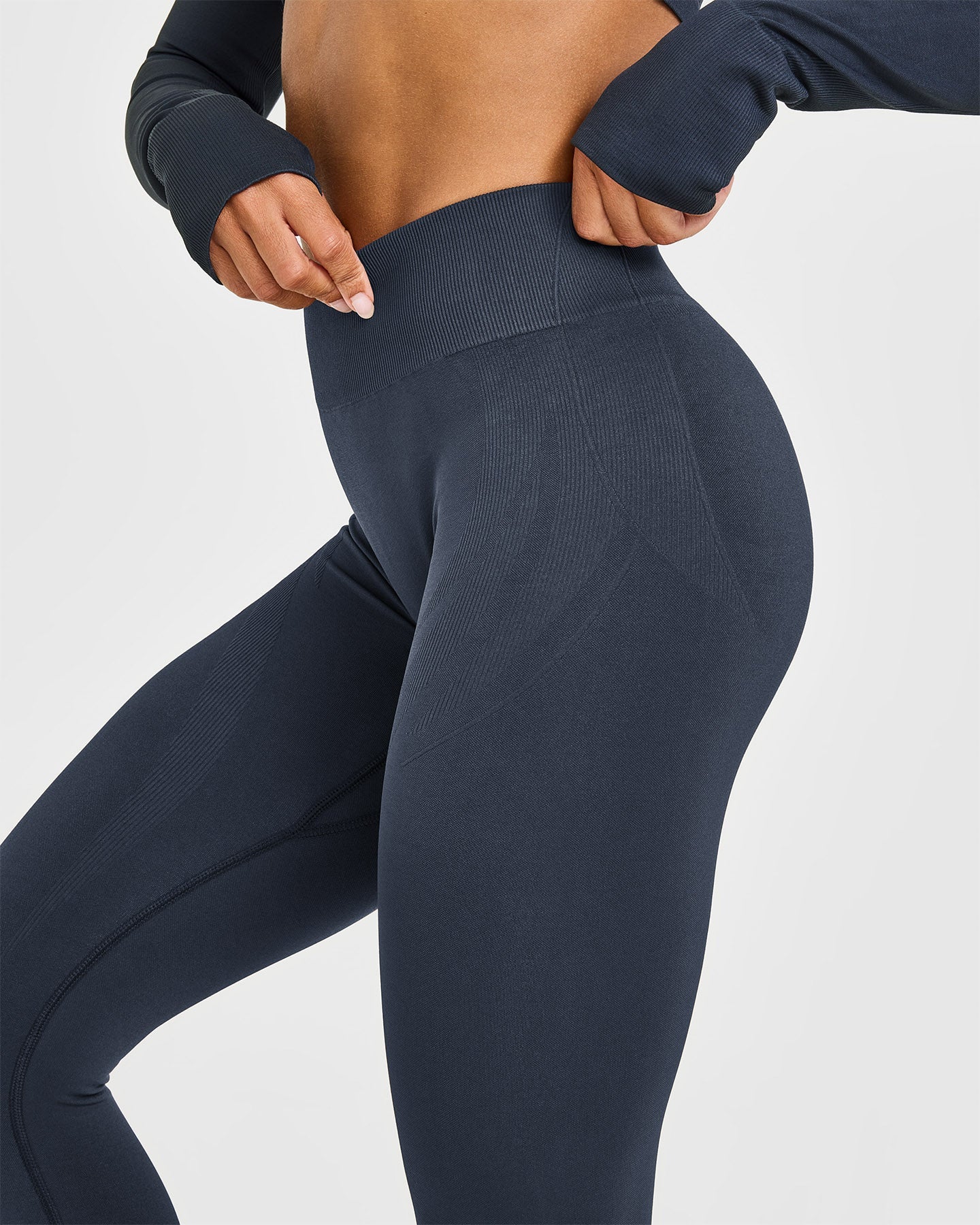 EnhanceLift™ Seamless Leggings with White Logo | True Blue - Image 5