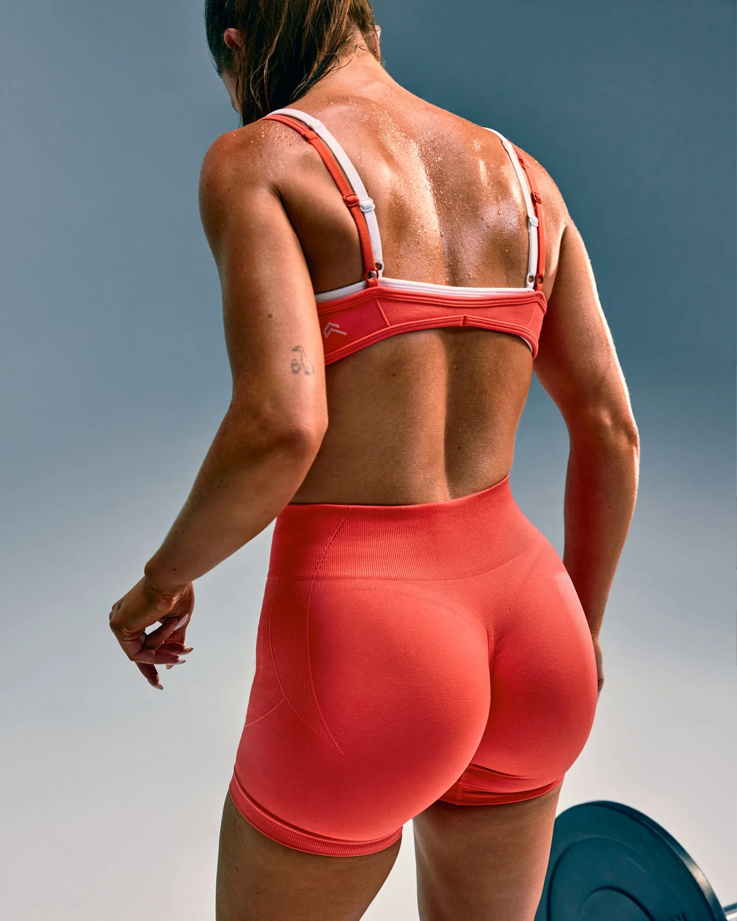 EnhanceLift™ Seamless Shorts with Grey Logo | Dark Charged Coral - Image 2