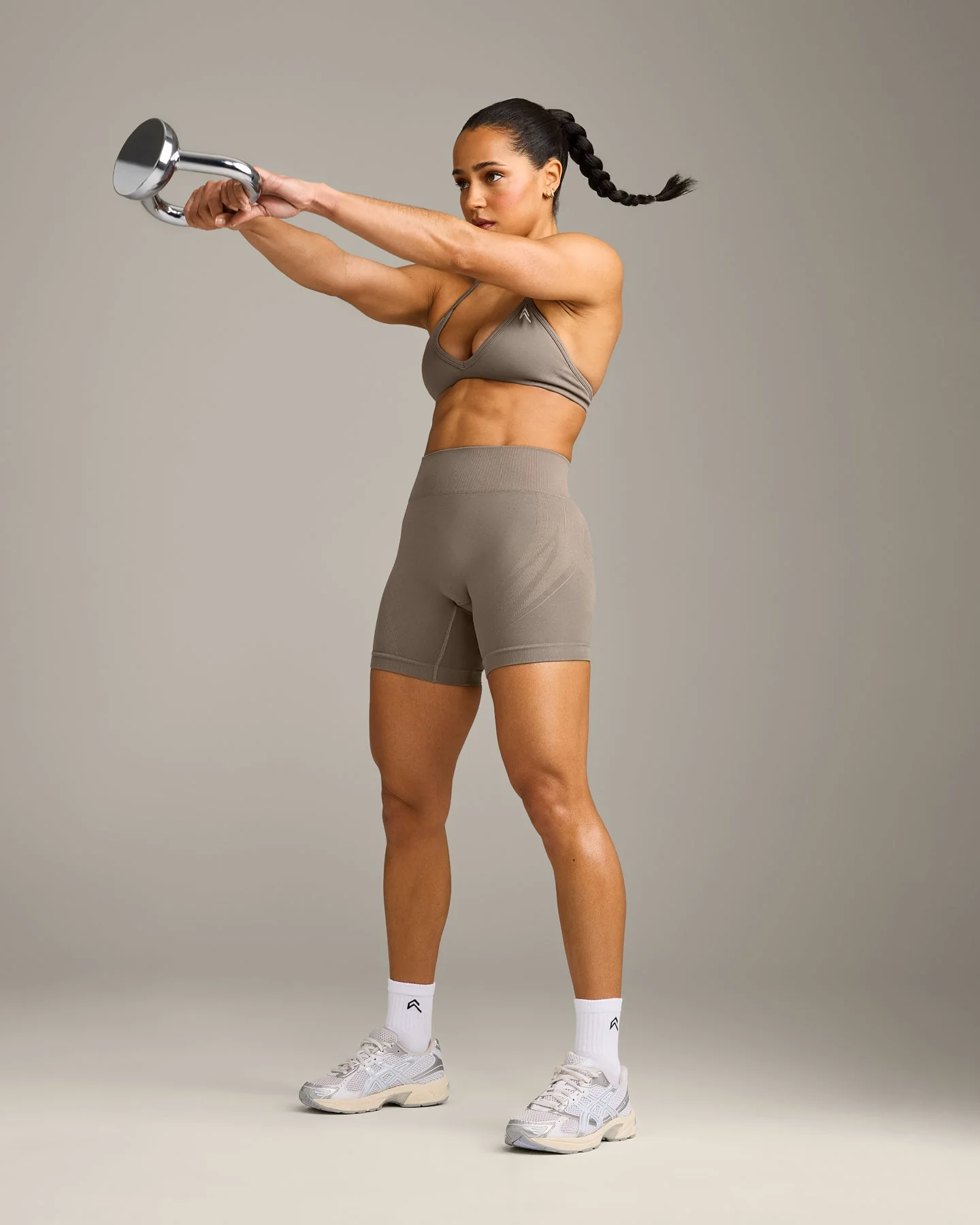 EnhanceLift™ Seamless Shorts with Grey Logo | Warm Minky - Image 4