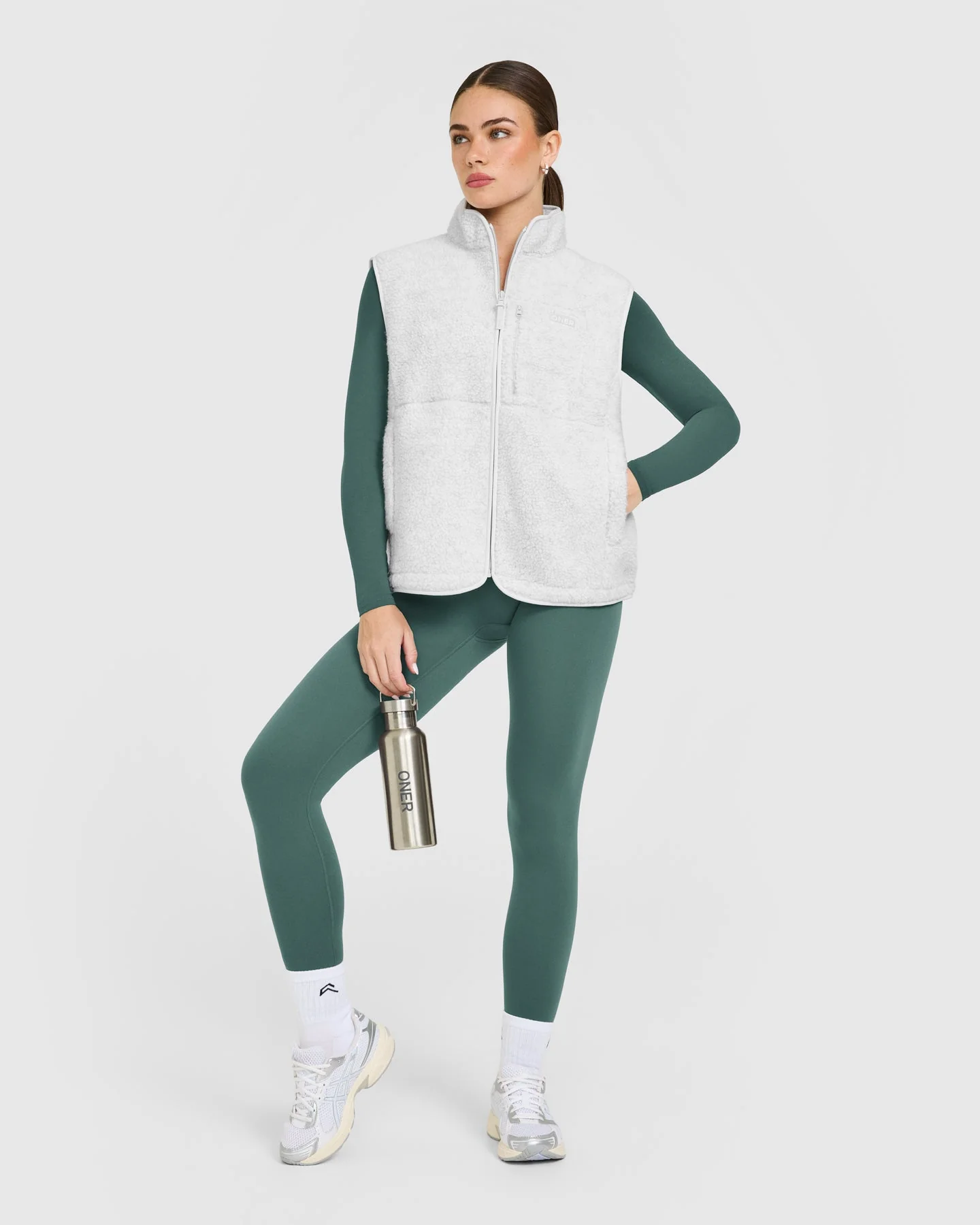 Fleece Gilet with Chest Pocket | Heather Grey - Image 3