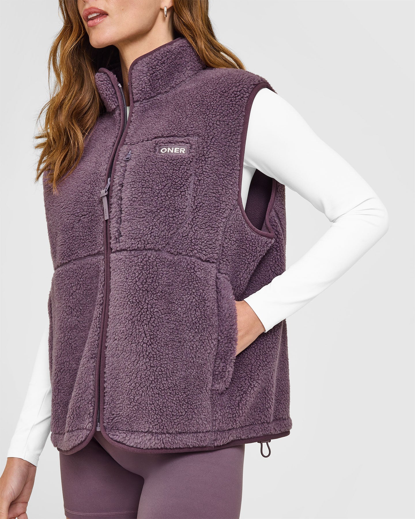 Fleece Gilet with Chest Pocket | Vintage Purple - Image 5