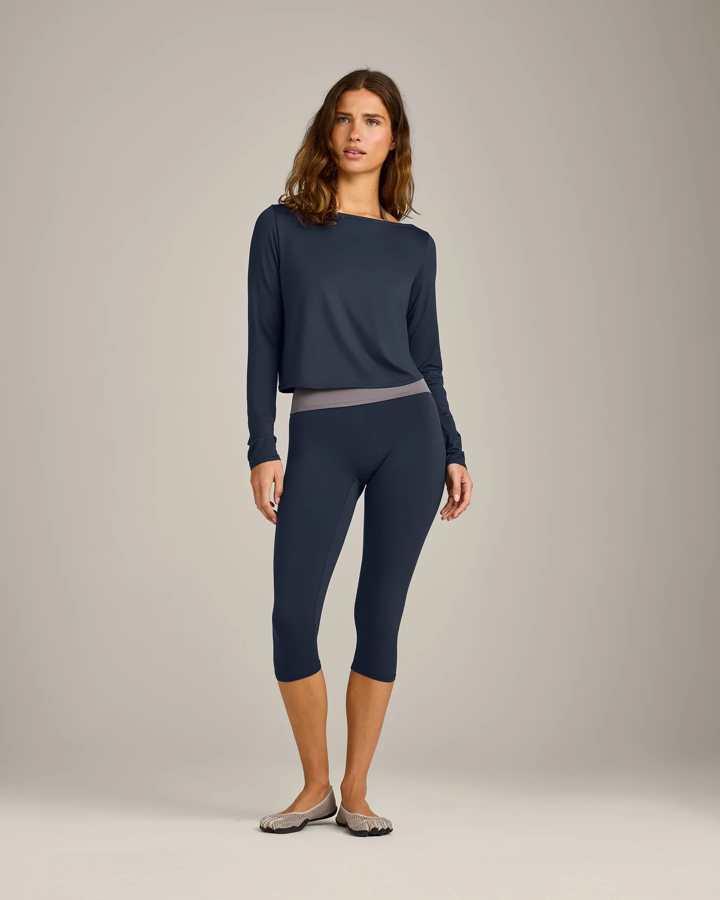 FormeSoft™ Relaxed Slash Neck Long Sleeve Top | True Blue - Image 3