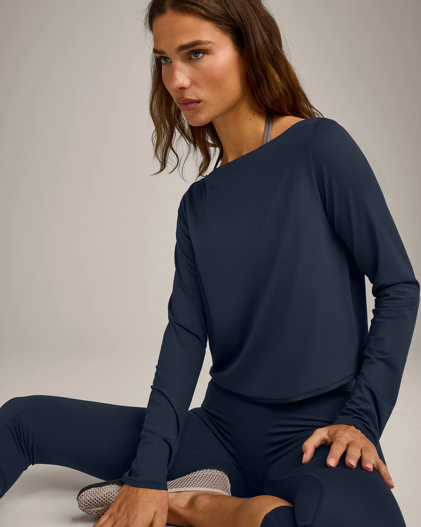 FormeSoft™ Relaxed Slash Neck Long Sleeve Top | True Blue - Image 4