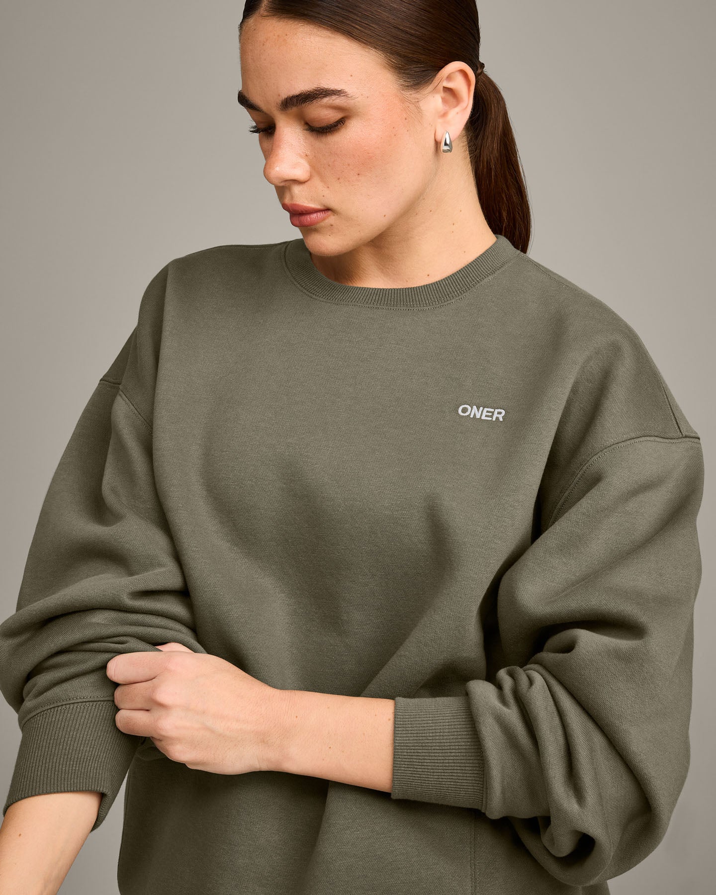 Foundations Cosy Crew Neck Sweatshirt | Alpine Green - Image 2