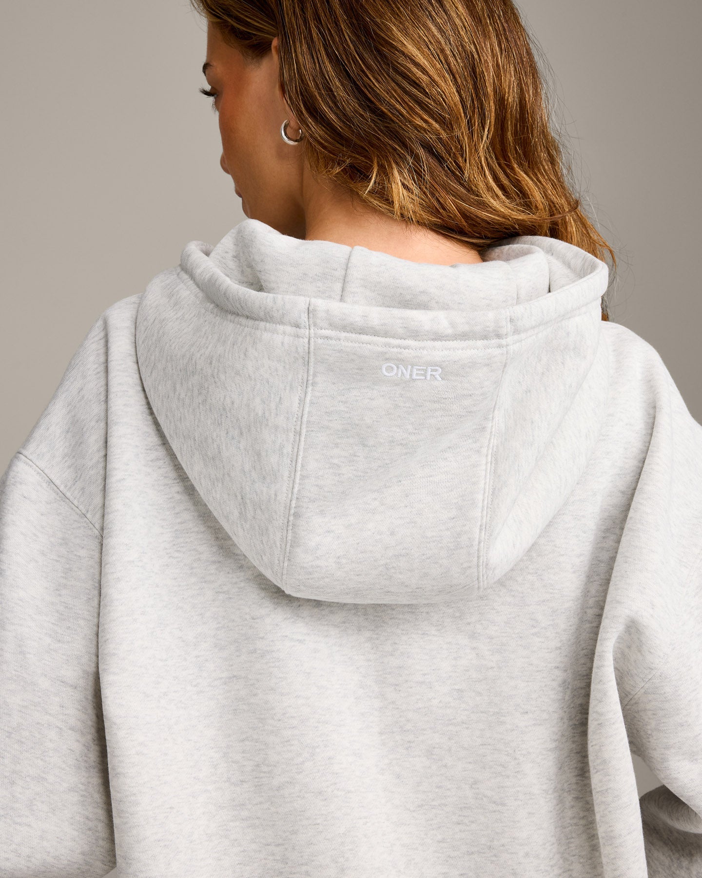 Foundations Cosy Oversized Hoodie | Light Grey Marl - Image 4