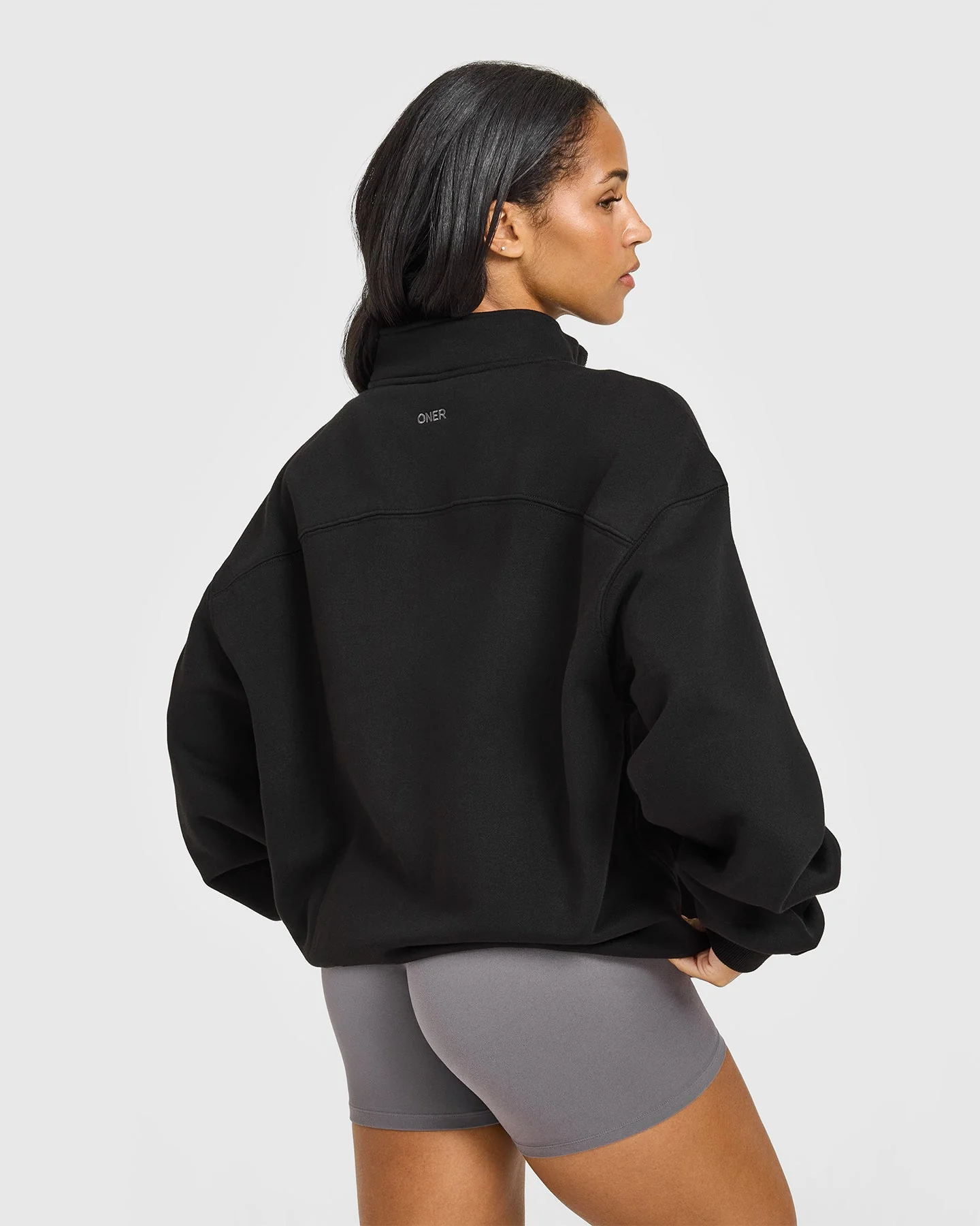 Foundations Oversized 1/4 Zip Sweatshirt | Black - Image 4