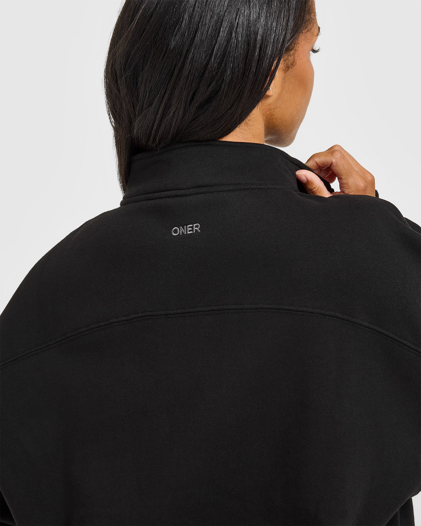 Foundations Oversized 1/4 Zip Sweatshirt | Black - Image 5